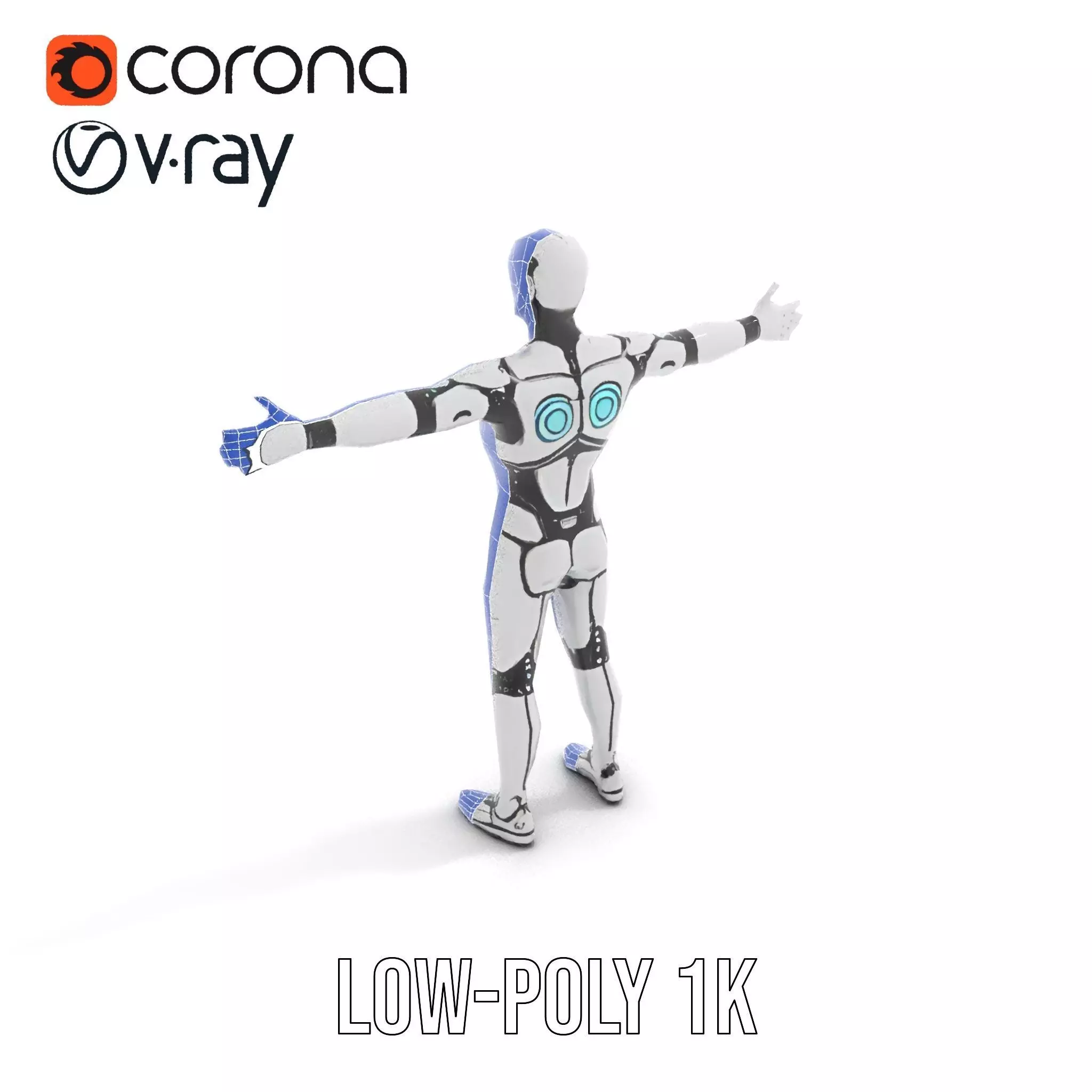 Futuristic Humanoid Robot Character Model Pack Low-poly 3D model_13