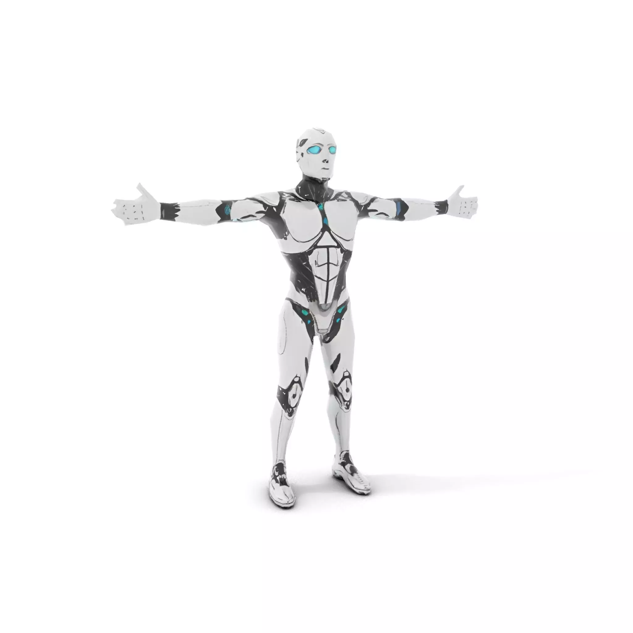 Futuristic Humanoid Robot Character Model Pack Low-poly 3D model_10