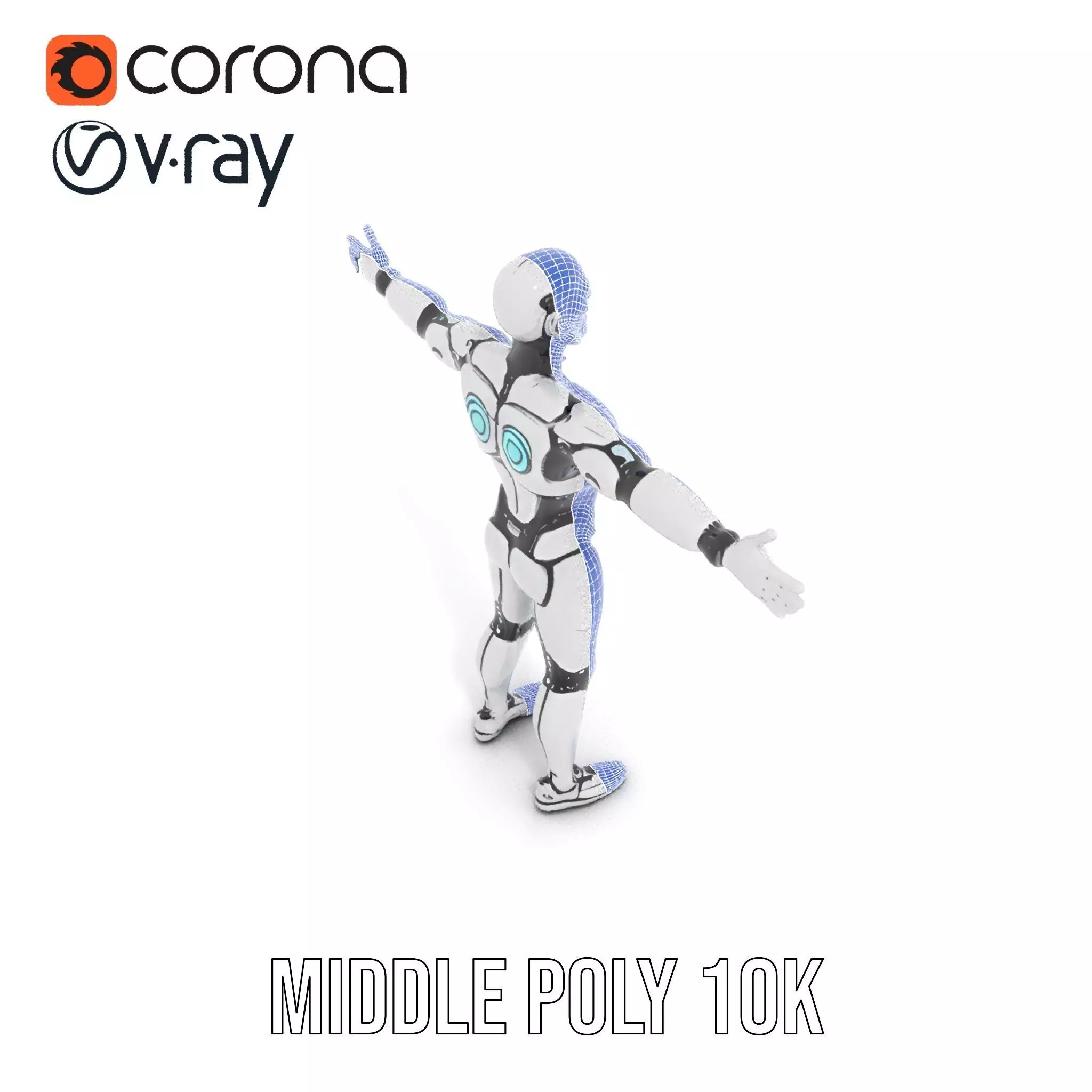 Futuristic Humanoid Robot Character Model Pack Low-poly 3D model_24