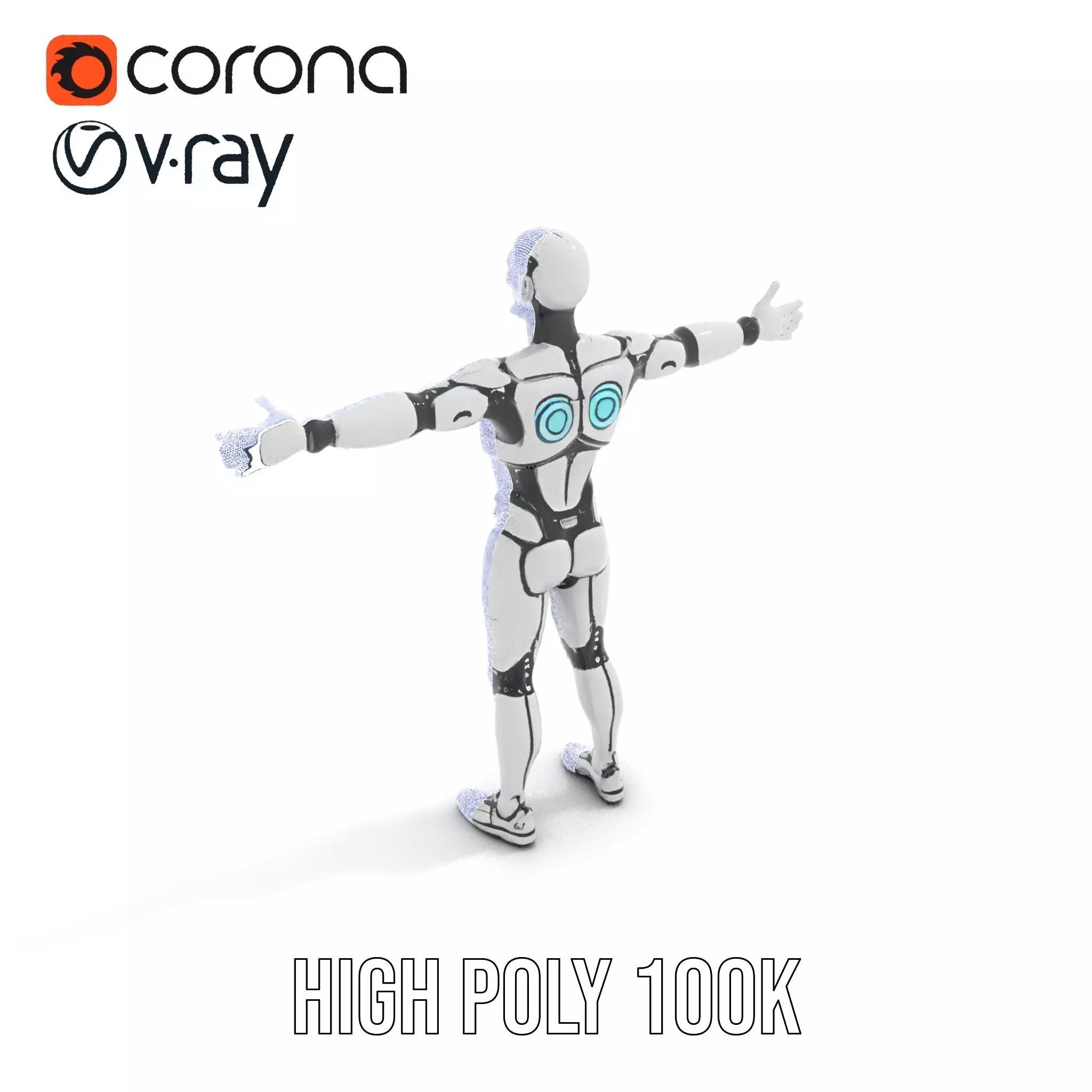 Futuristic Humanoid Robot Character Model Pack Low-poly 3D model_33