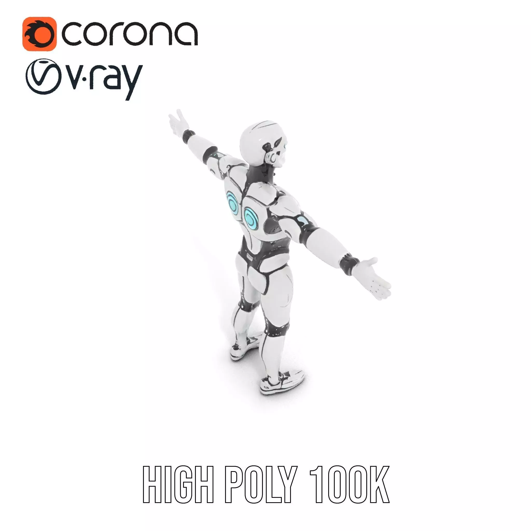 Futuristic Humanoid Robot Character Model Pack Low-poly 3D model_14