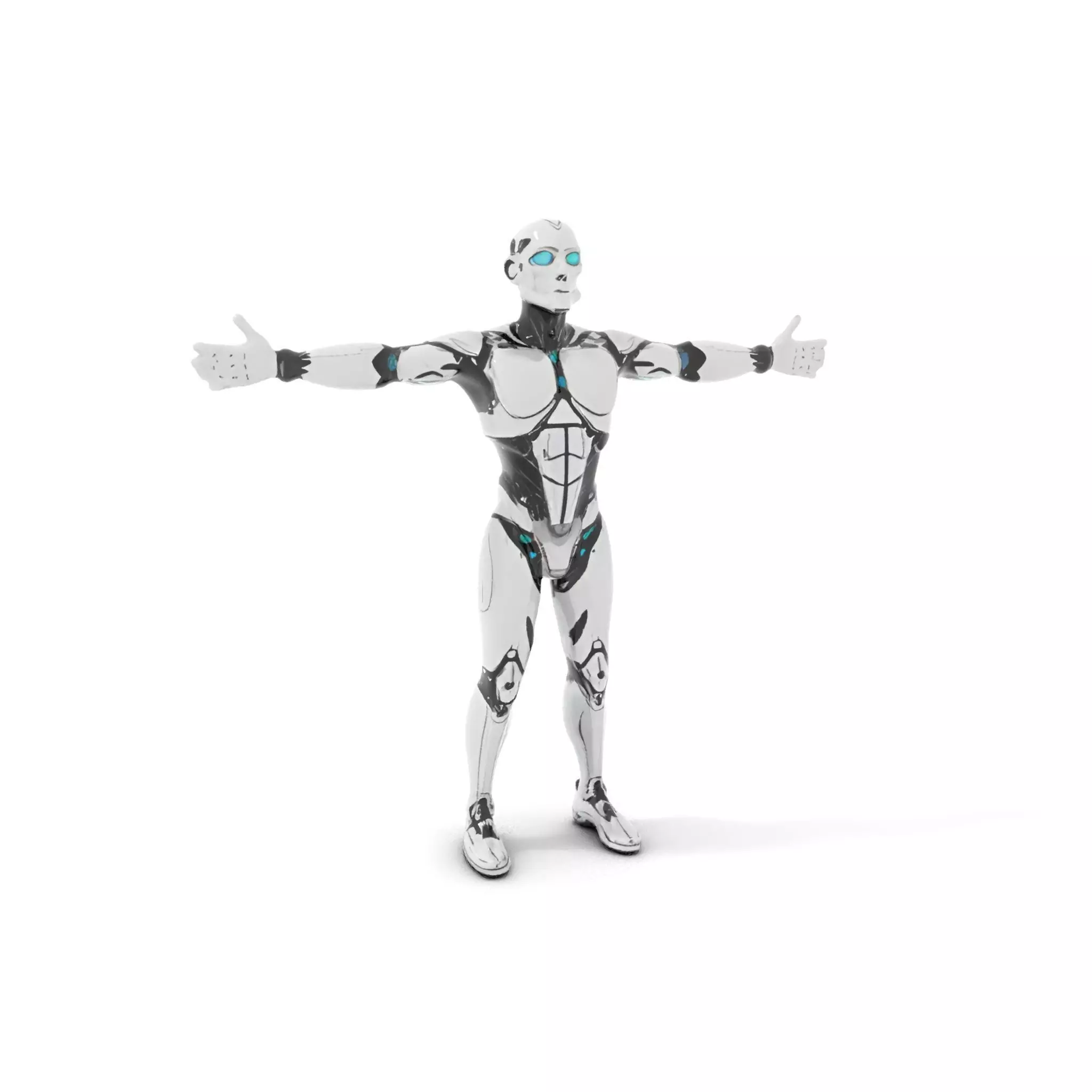 Futuristic Humanoid Robot Character Model Pack Low-poly 3D model_9