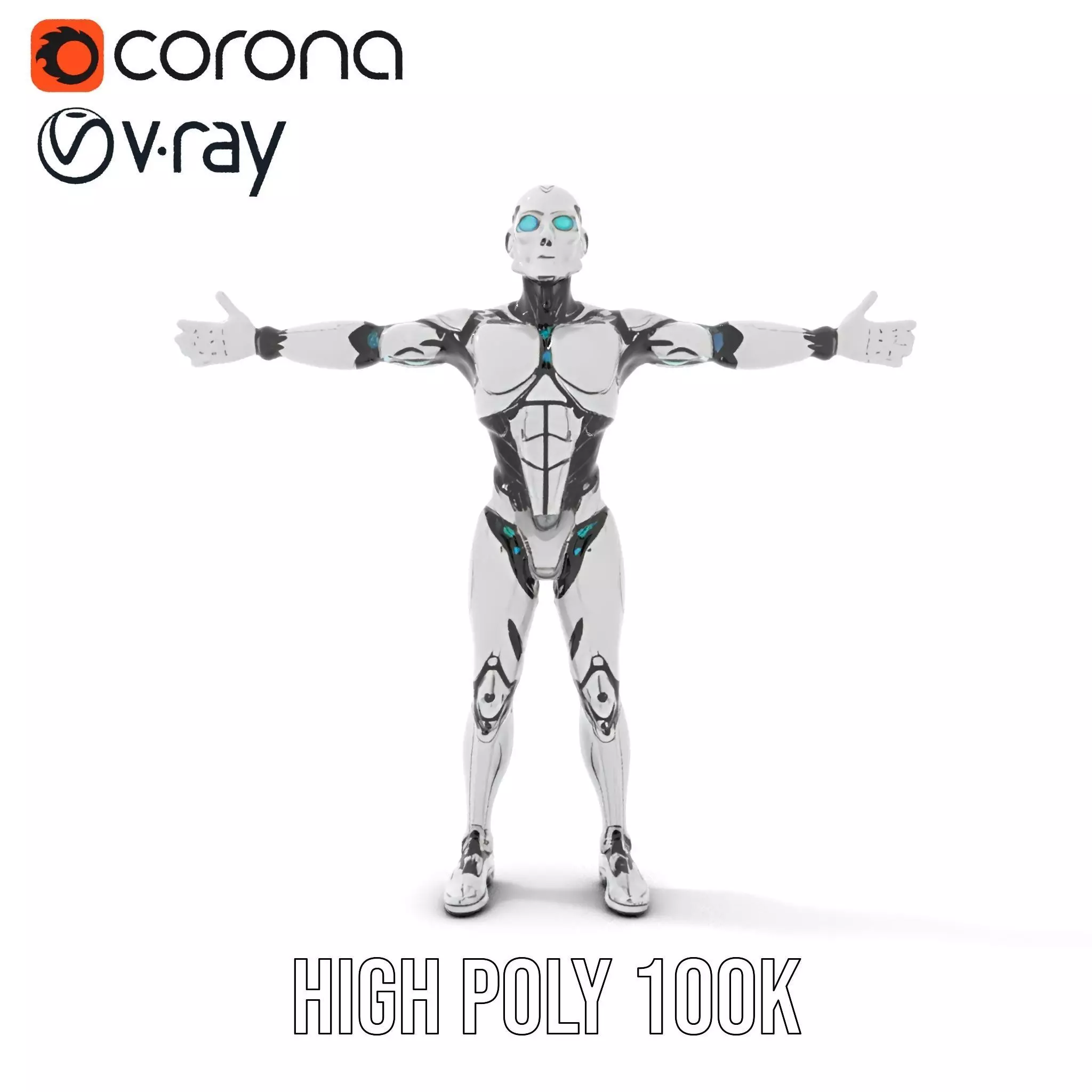 Futuristic Humanoid Robot Character Model Pack Low-poly 3D model_17