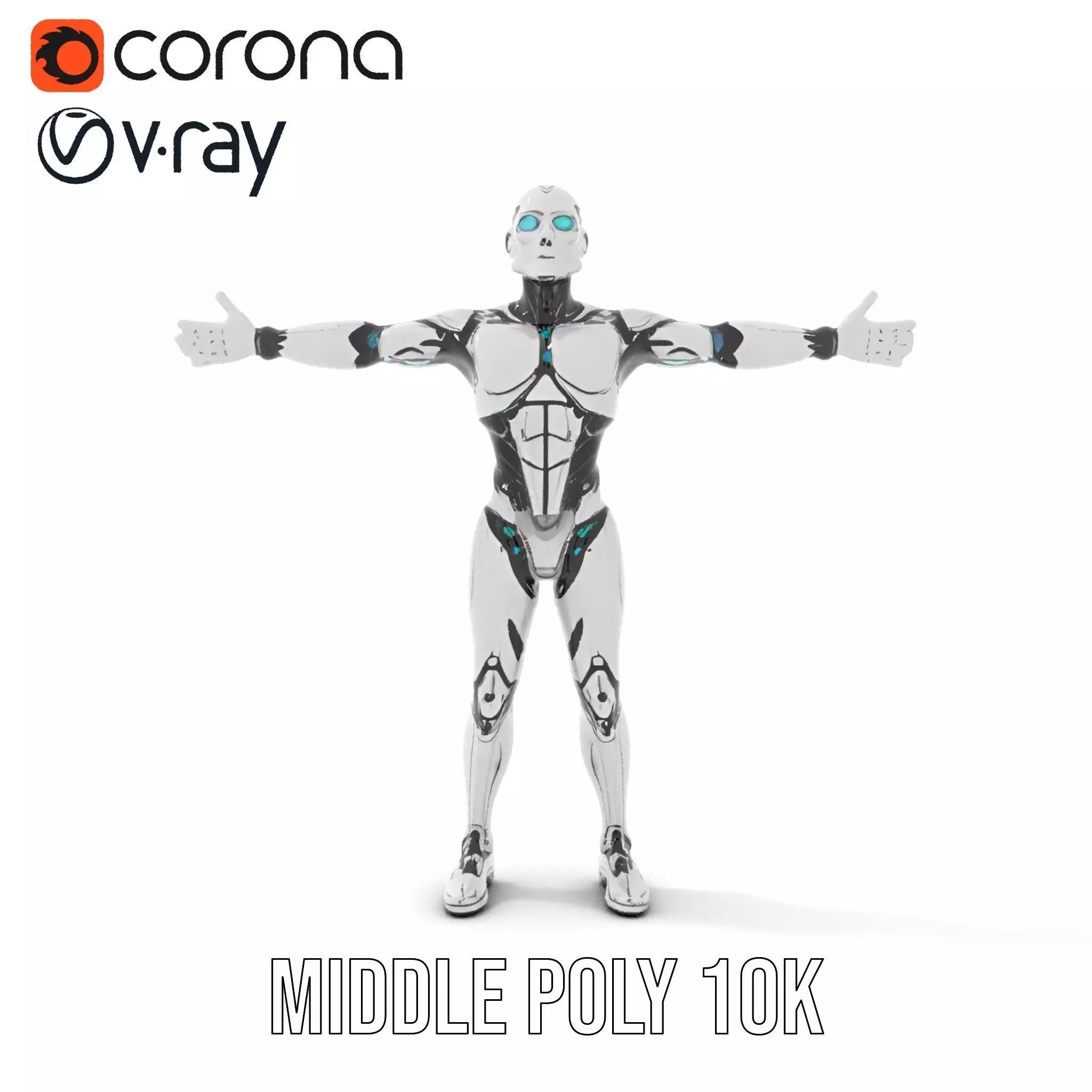 Futuristic Humanoid Robot Character Model Pack Low-poly 3D model_5