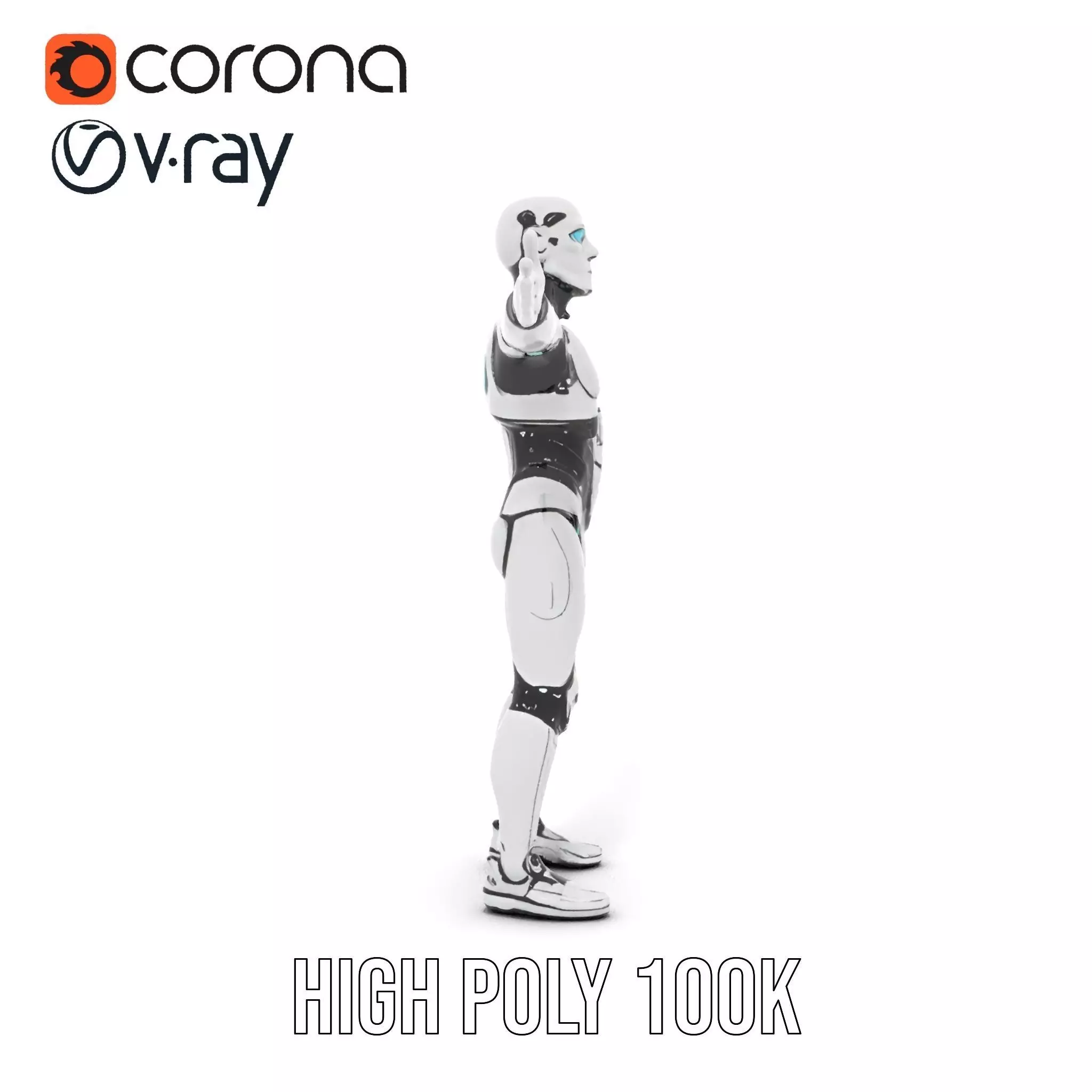 Futuristic Humanoid Robot Character Model Pack Low-poly 3D model_20