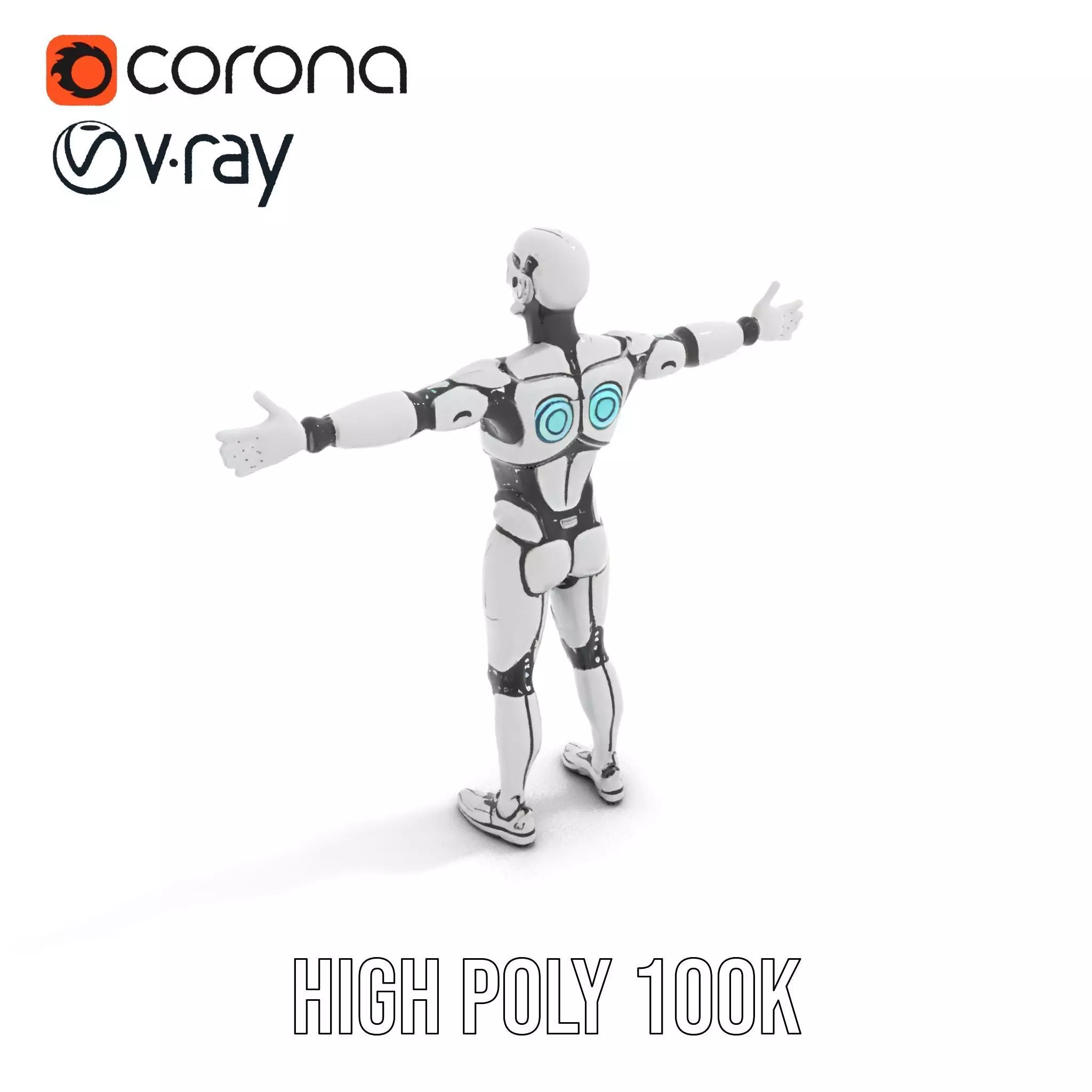 Futuristic Humanoid Robot Character Model Pack Low-poly 3D model_11
