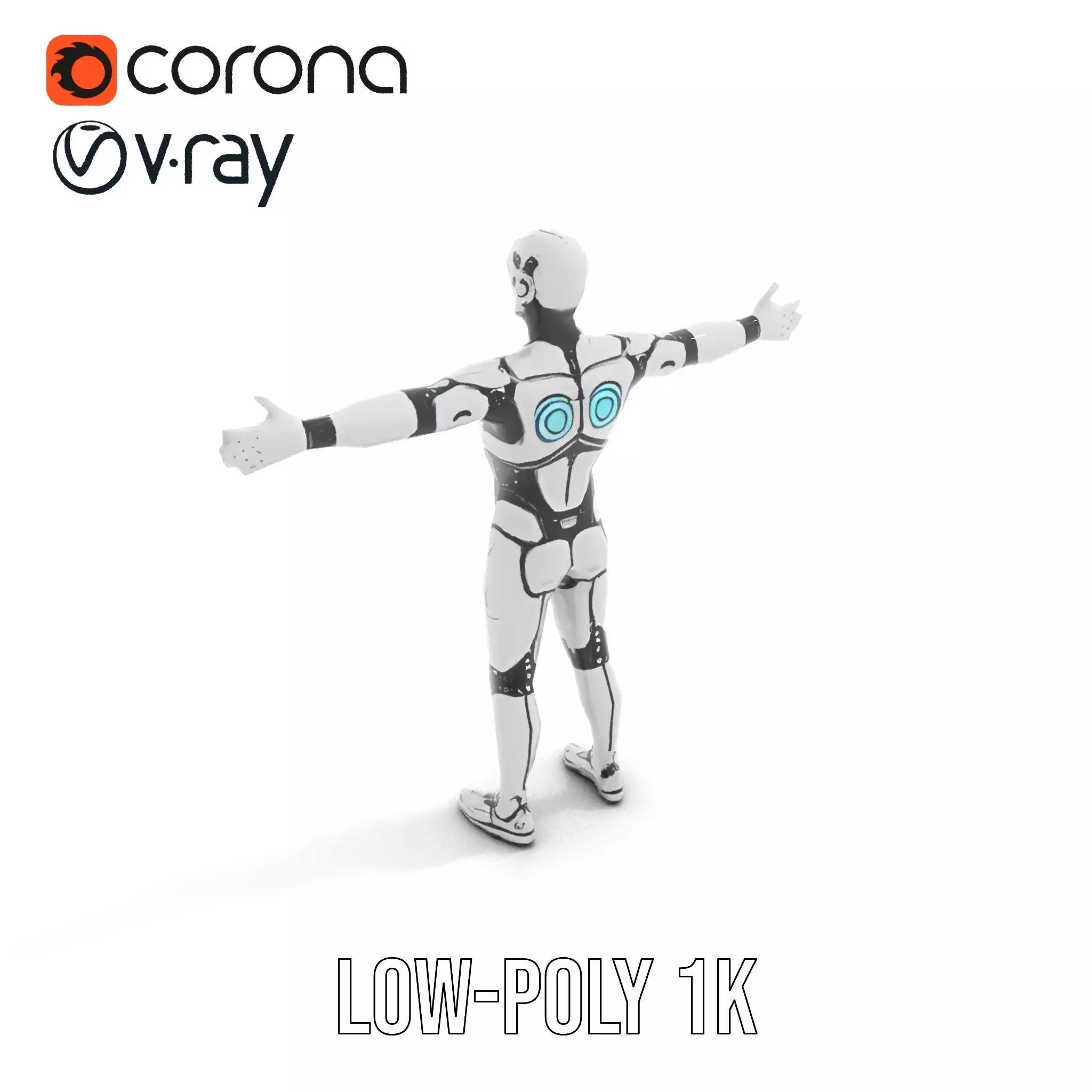 Futuristic Humanoid Robot Character Model Pack Low-poly 3D model_7