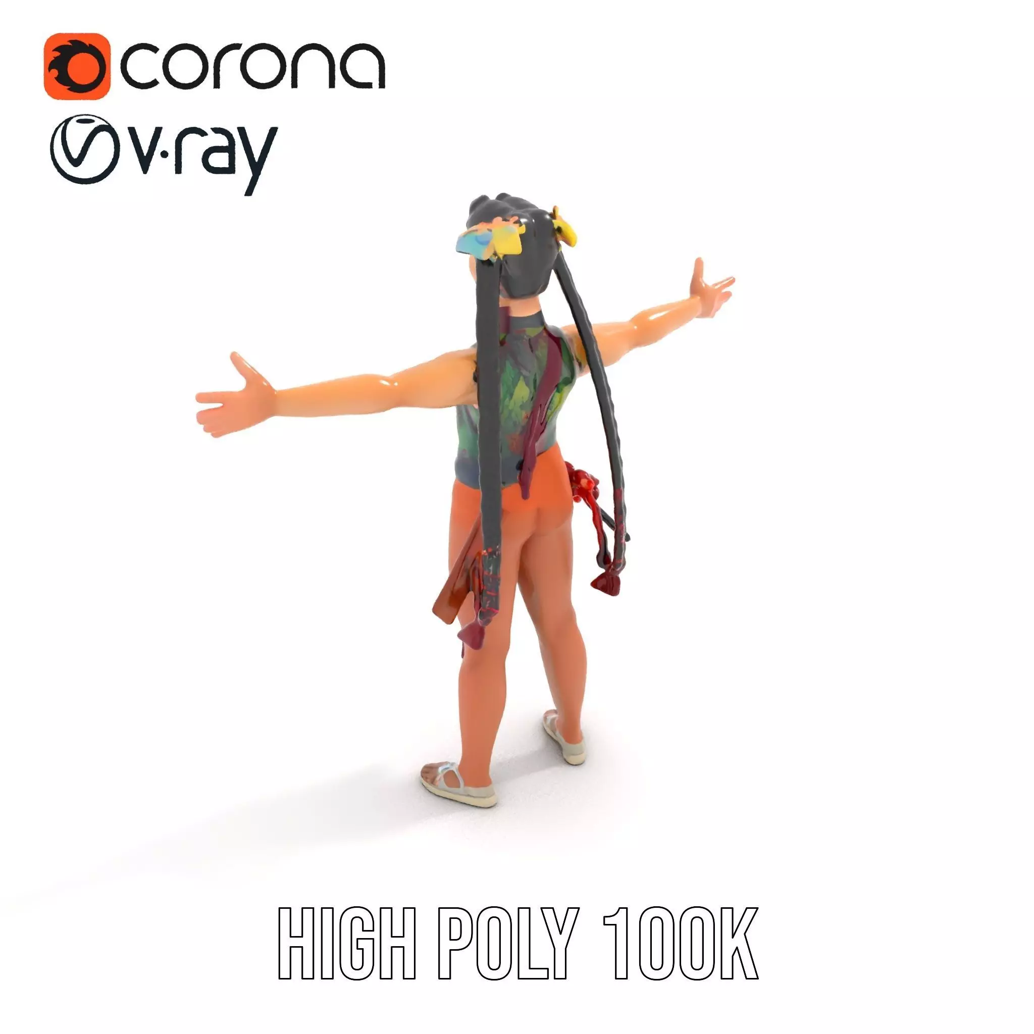 Traditional Costume Character Model Pack Low-poly 3D model_9