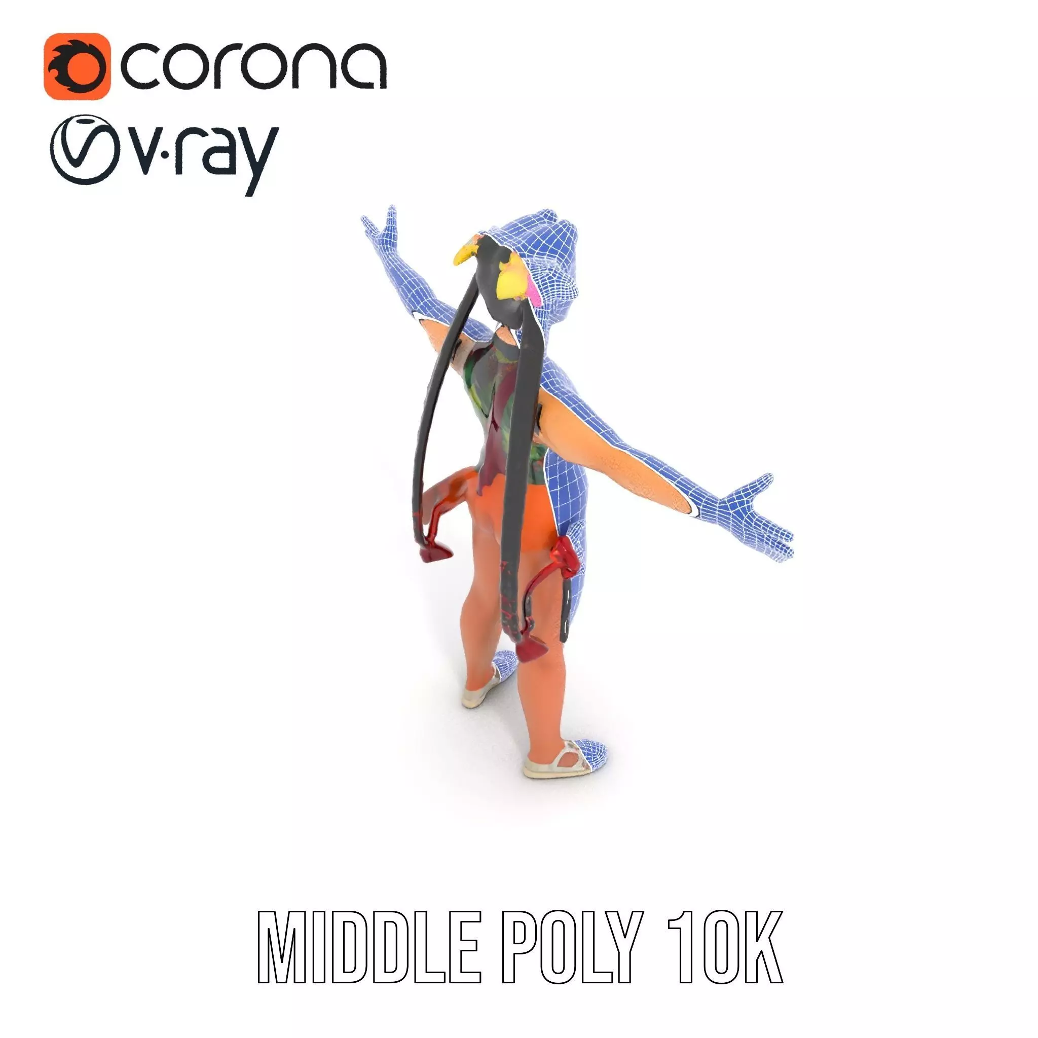 Traditional Costume Character Model Pack Low-poly 3D model_24