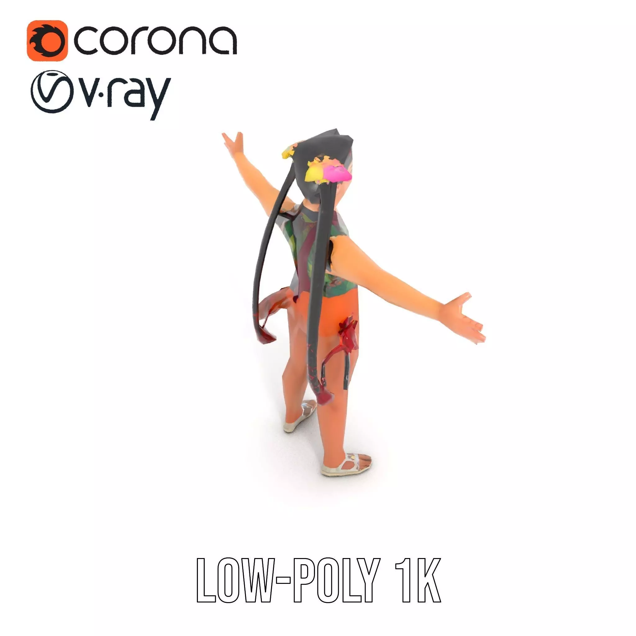 Traditional Costume Character Model Pack Low-poly 3D model_7