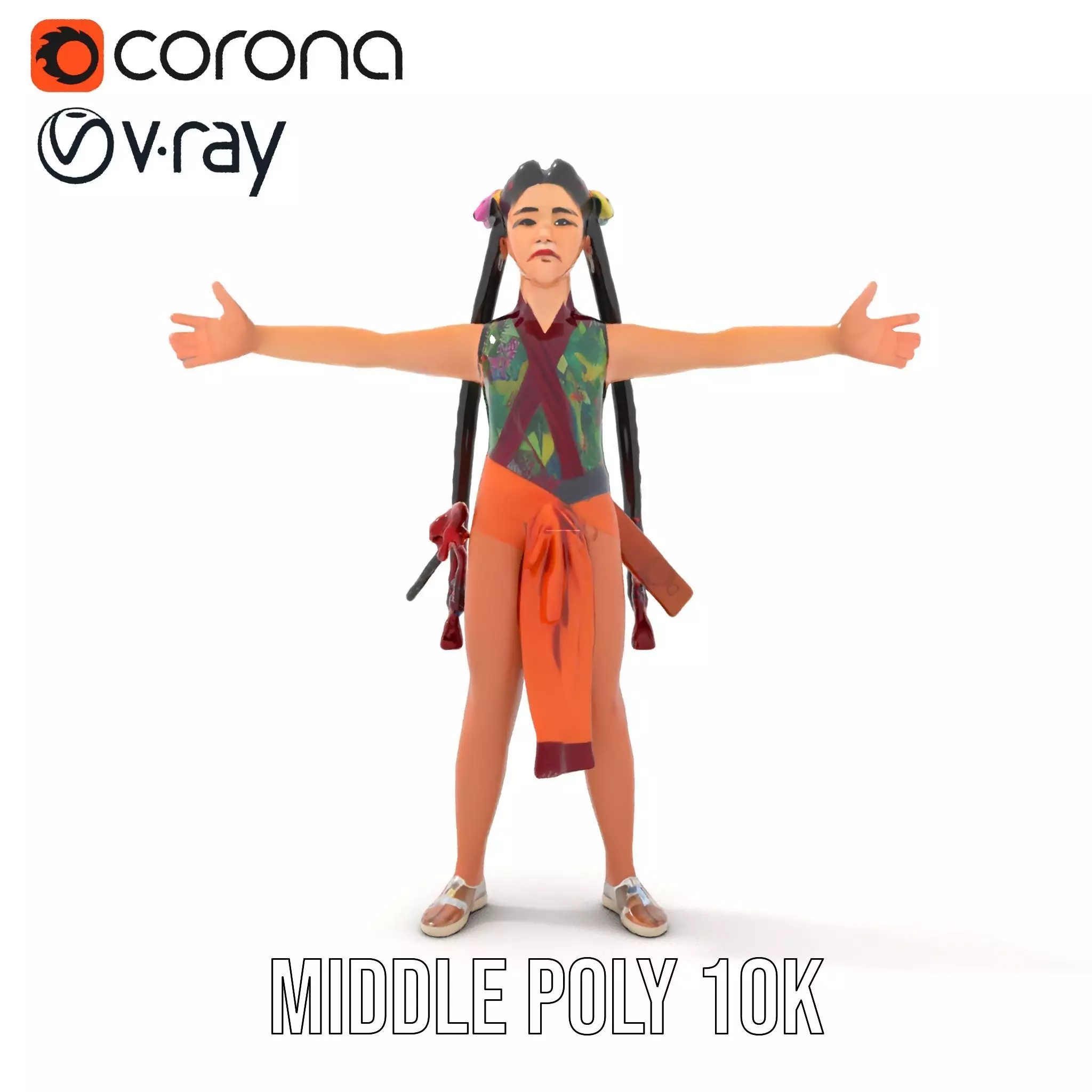 Traditional Costume Character Model Pack Low-poly 3D model_13
