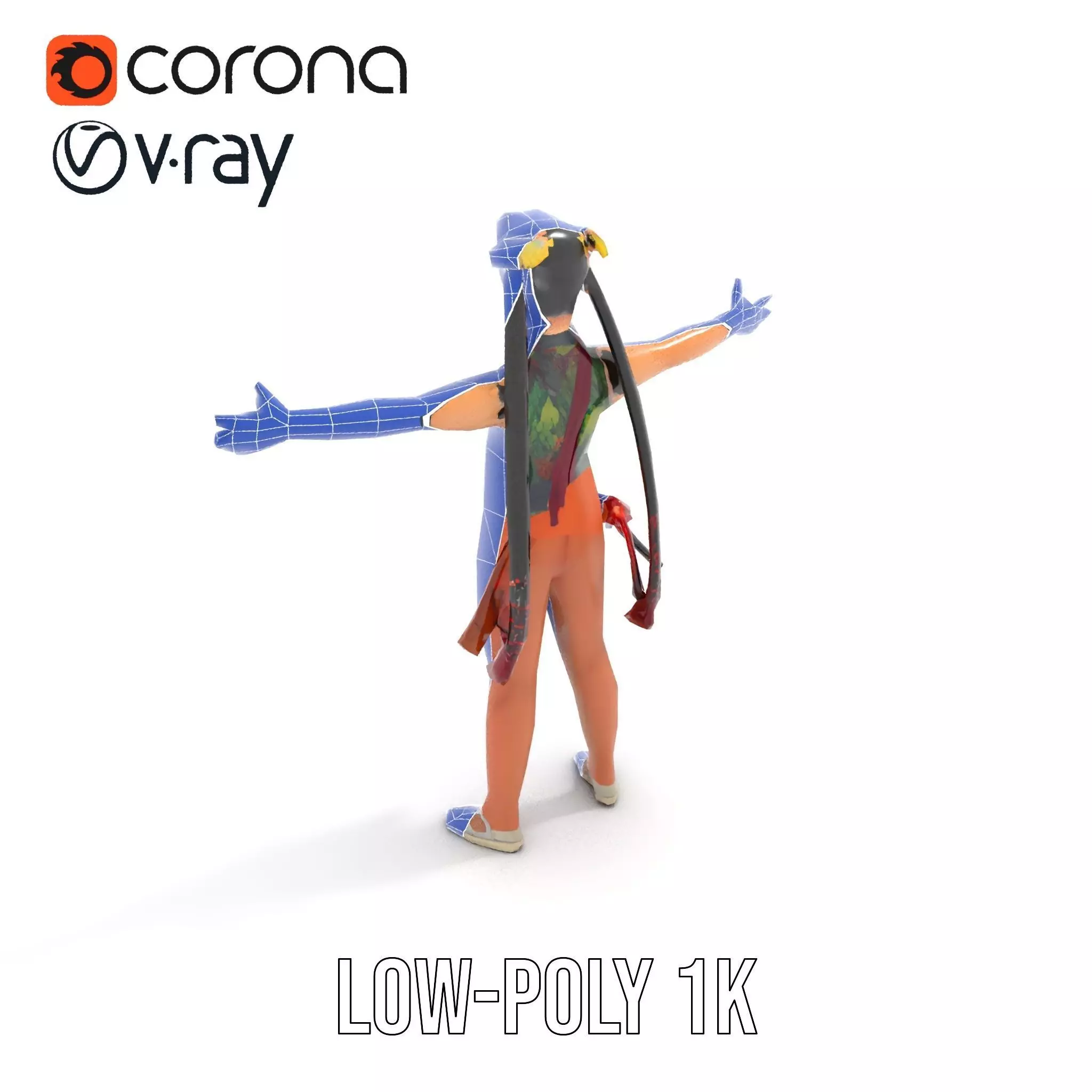 Traditional Costume Character Model Pack Low-poly 3D model_20