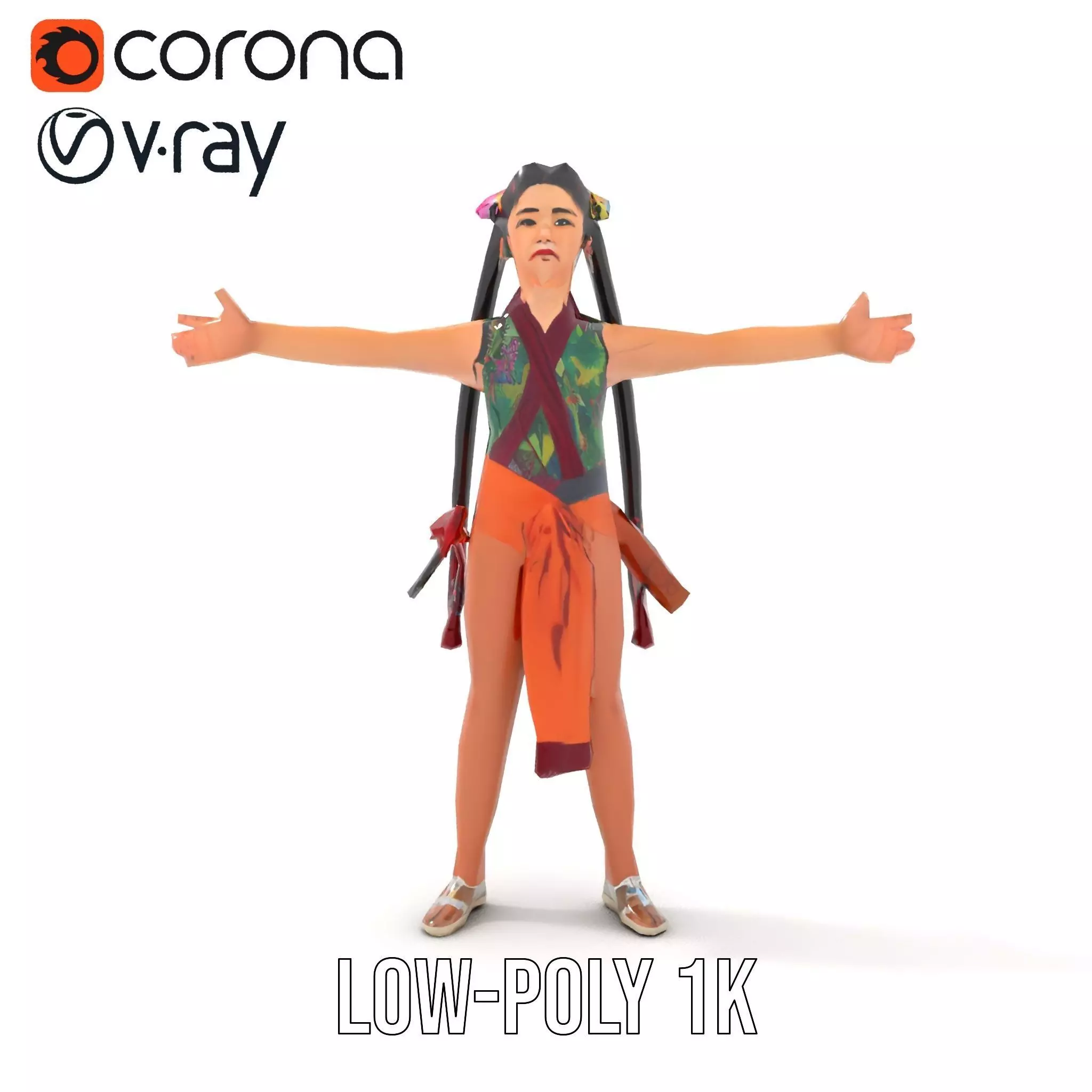 Traditional Costume Character Model Pack Low-poly 3D model_25