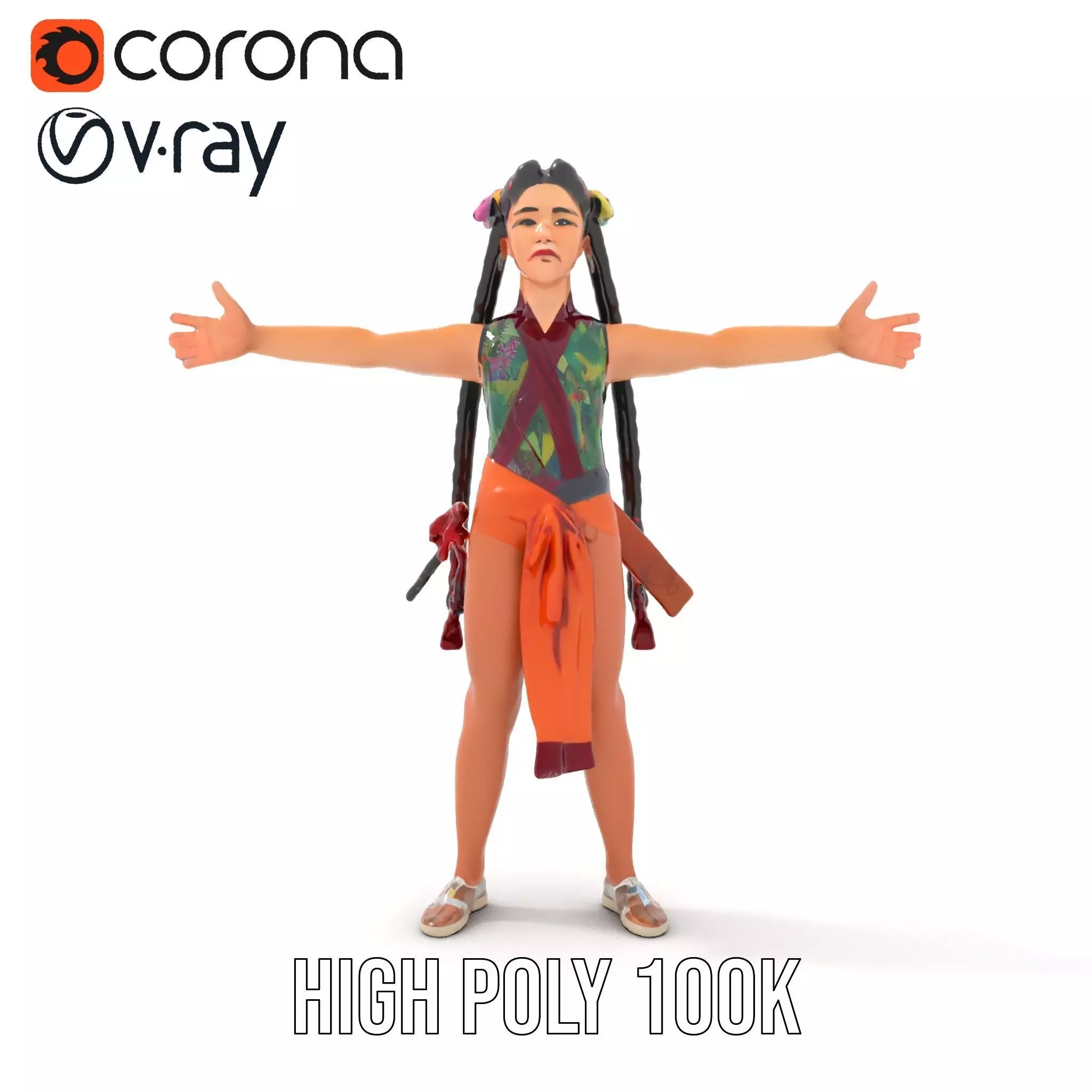 Traditional Costume Character Model Pack Low-poly 3D model_15