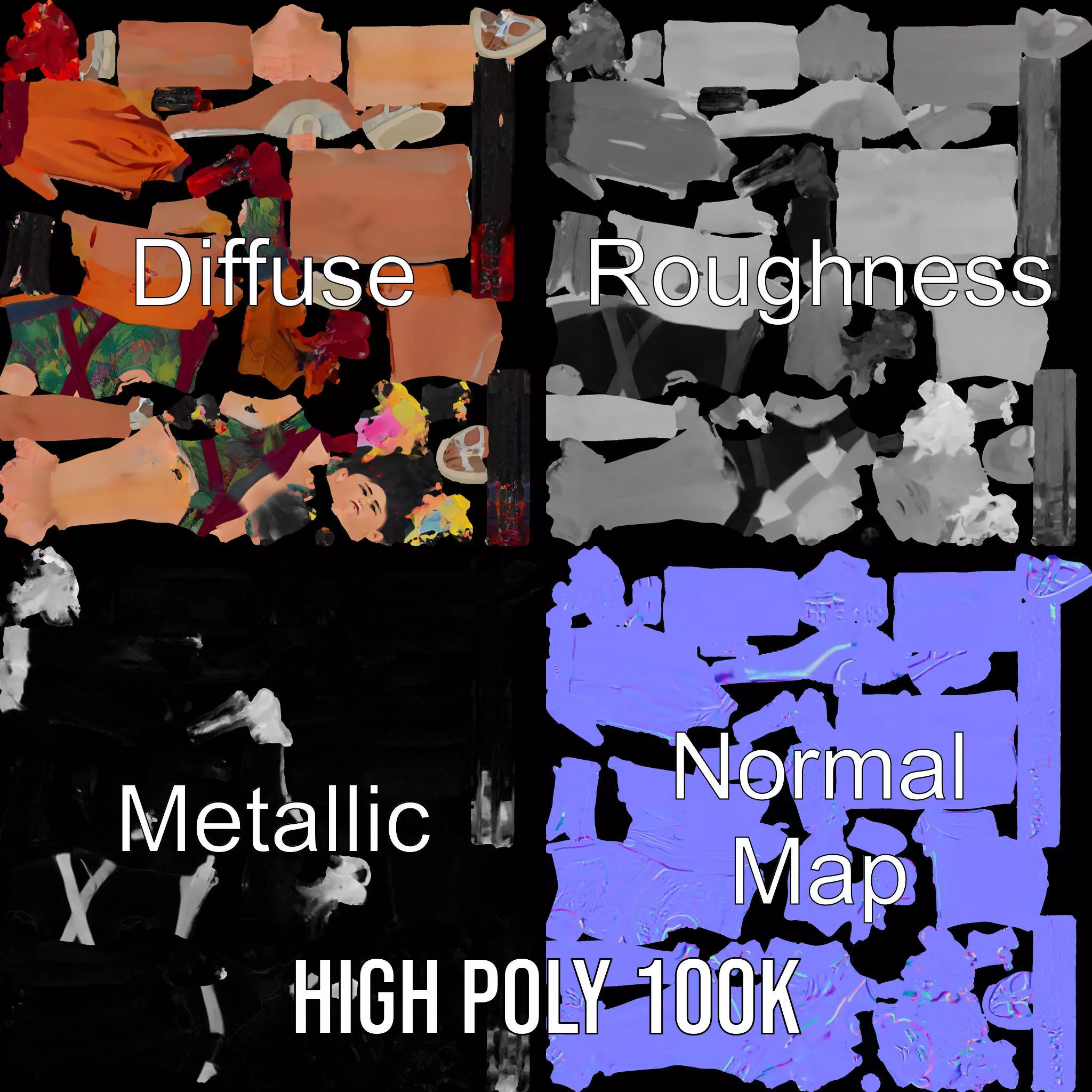 Traditional Costume Character Model Pack Low-poly 3D model_3