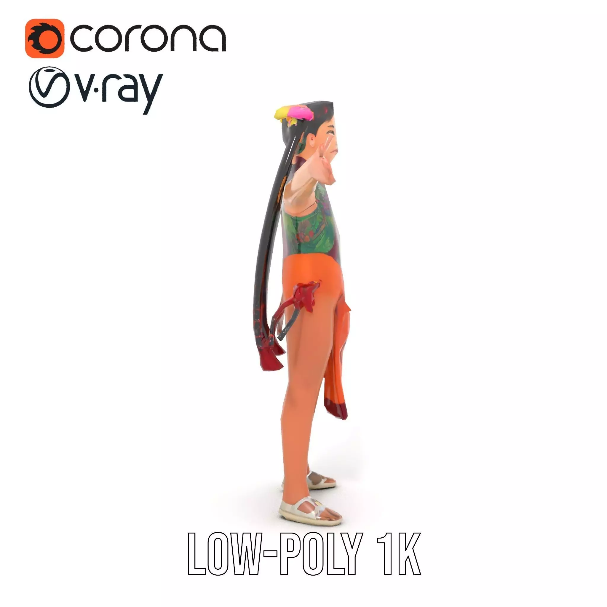 Traditional Costume Character Model Pack Low-poly 3D model_11