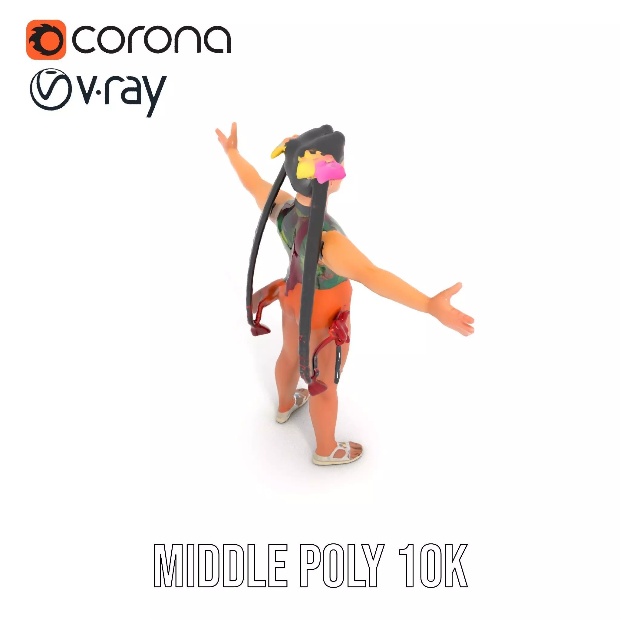 Traditional Costume Character Model Pack Low-poly 3D model_5