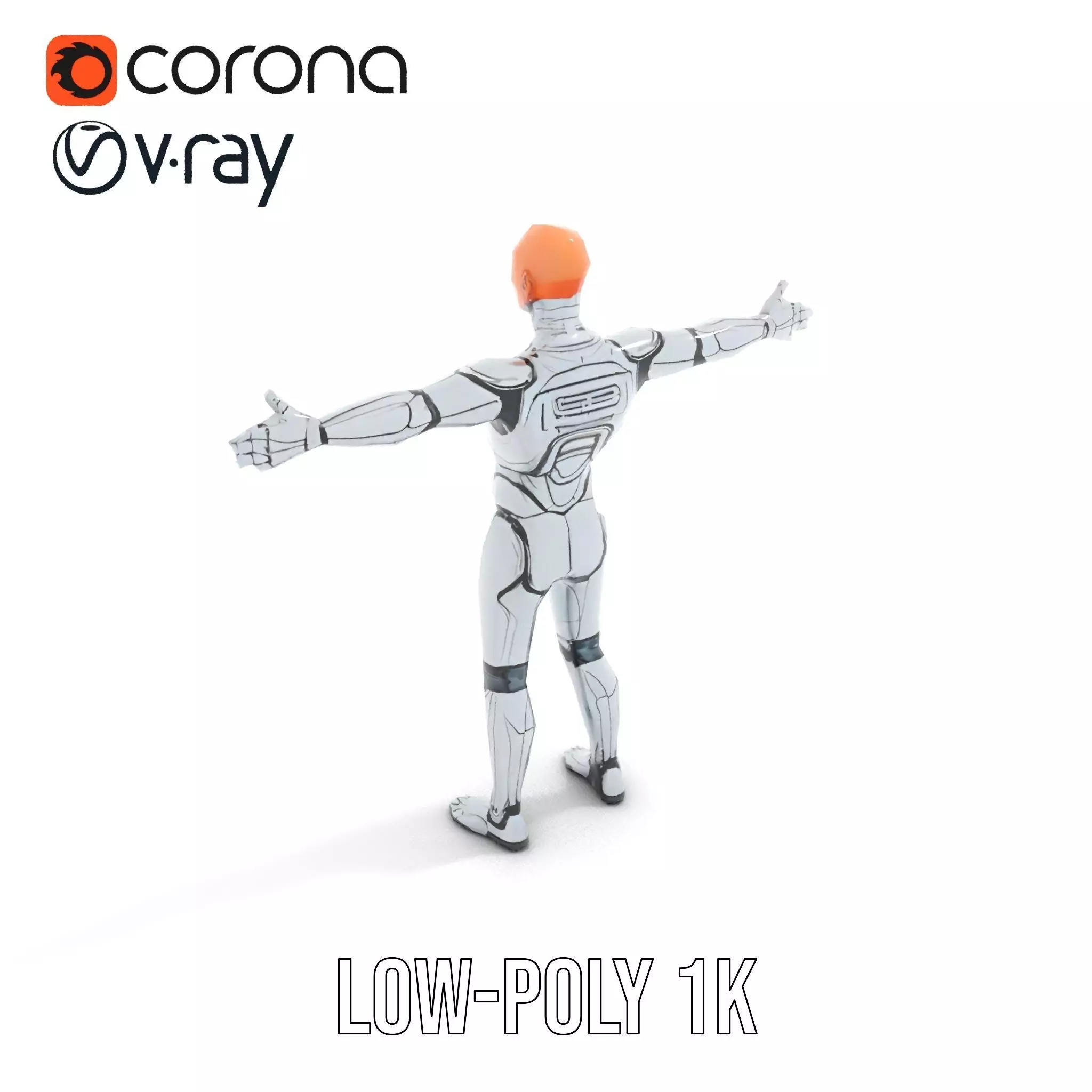 Futuristic Humanoid Robot Model Pack Low-poly 3D model_9