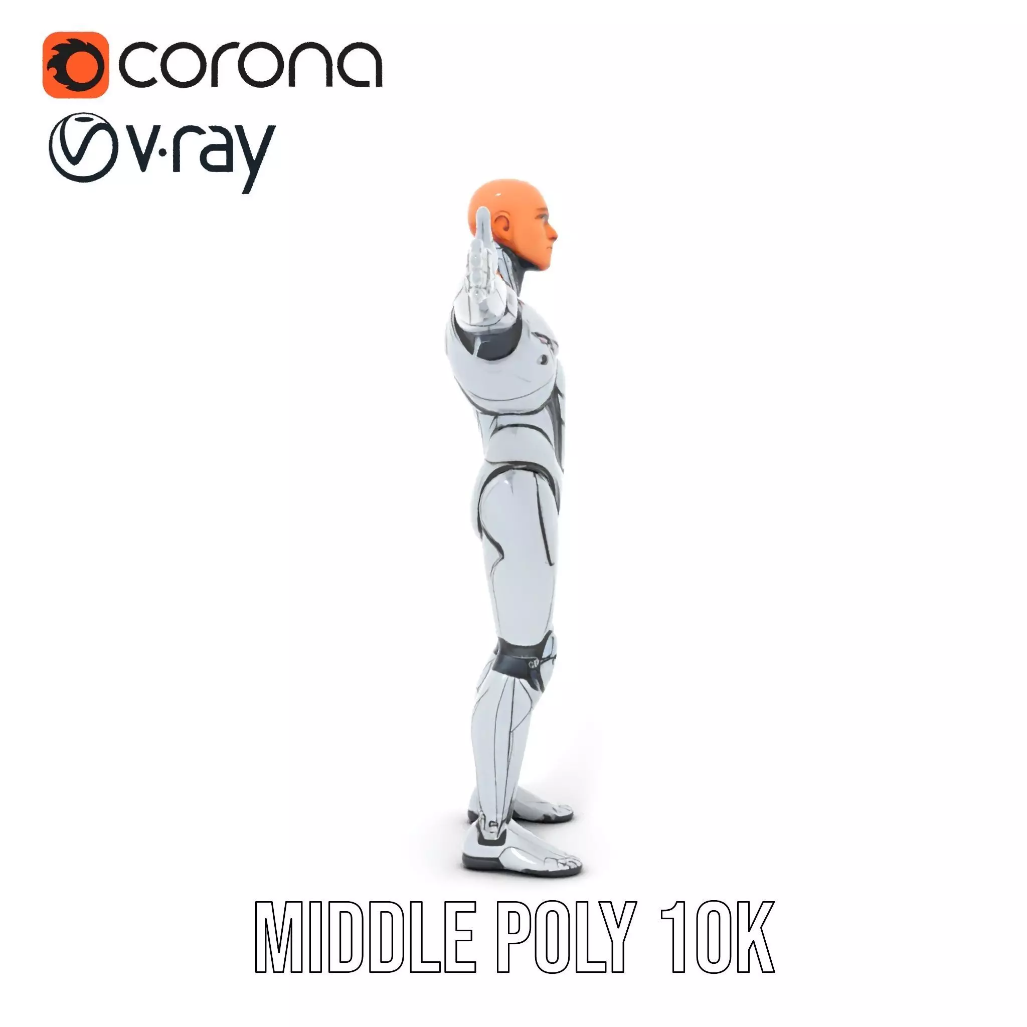 Futuristic Humanoid Robot Model Pack Low-poly 3D model_16