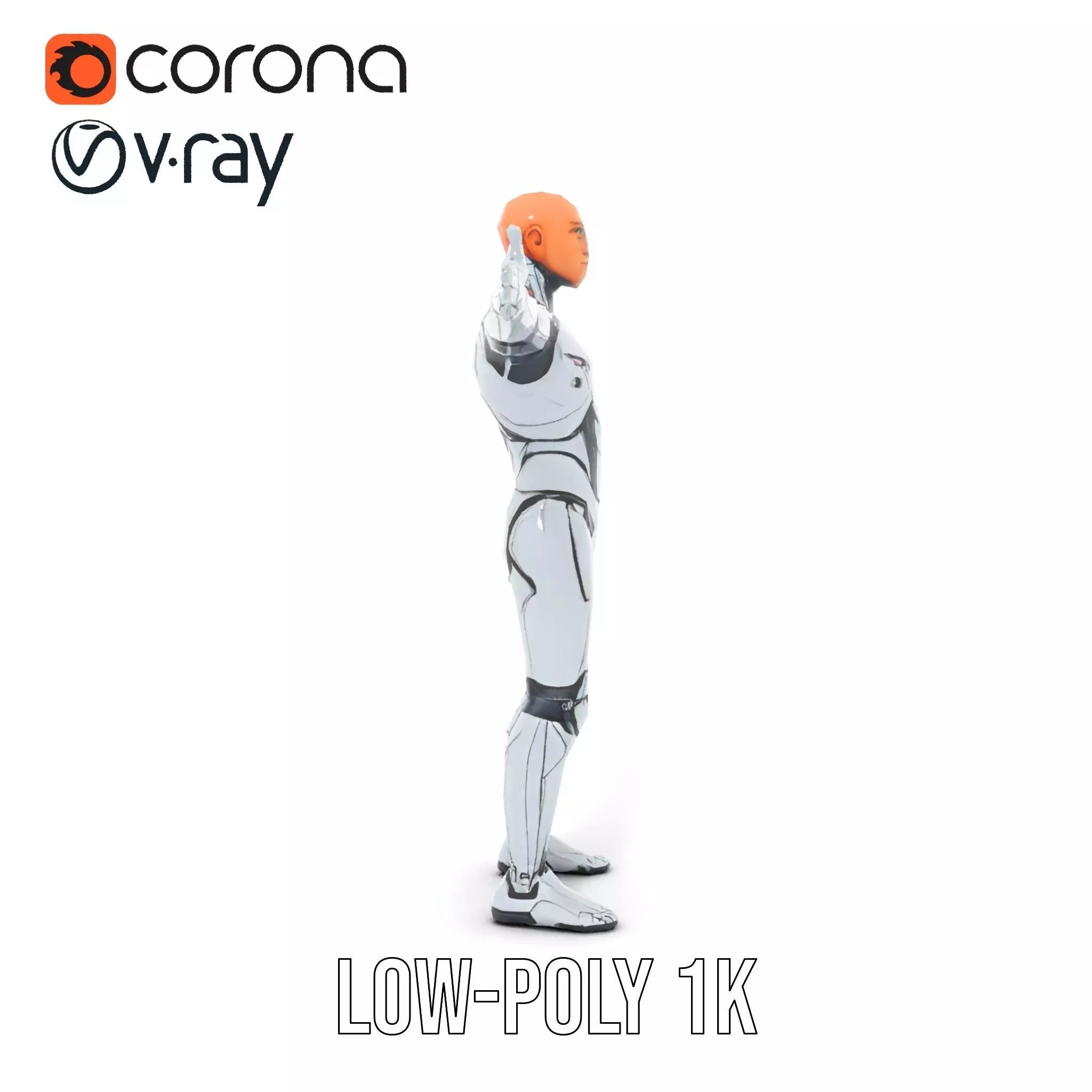 Futuristic Humanoid Robot Model Pack Low-poly 3D model_25