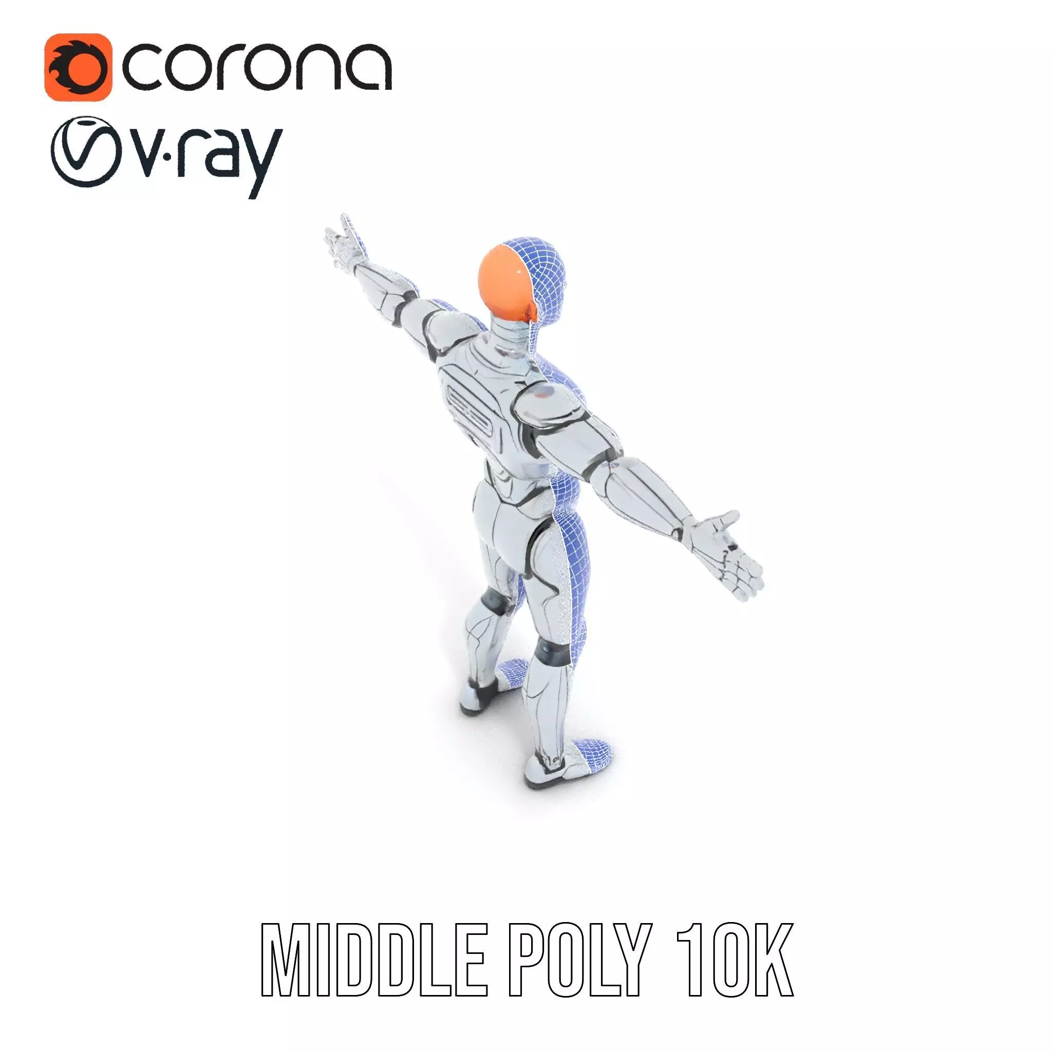 Futuristic Humanoid Robot Model Pack Low-poly 3D model_13