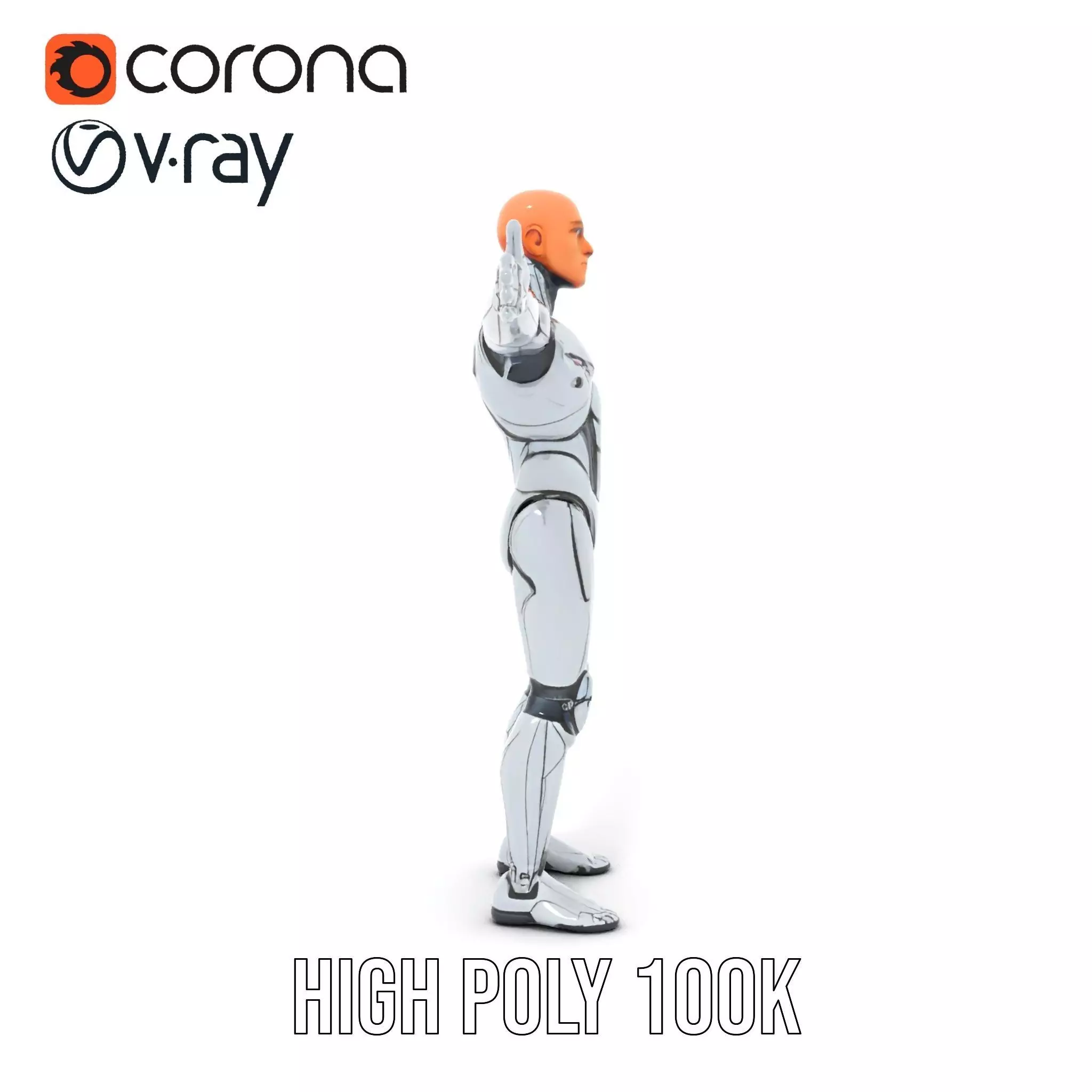 Futuristic Humanoid Robot Model Pack Low-poly 3D model_26