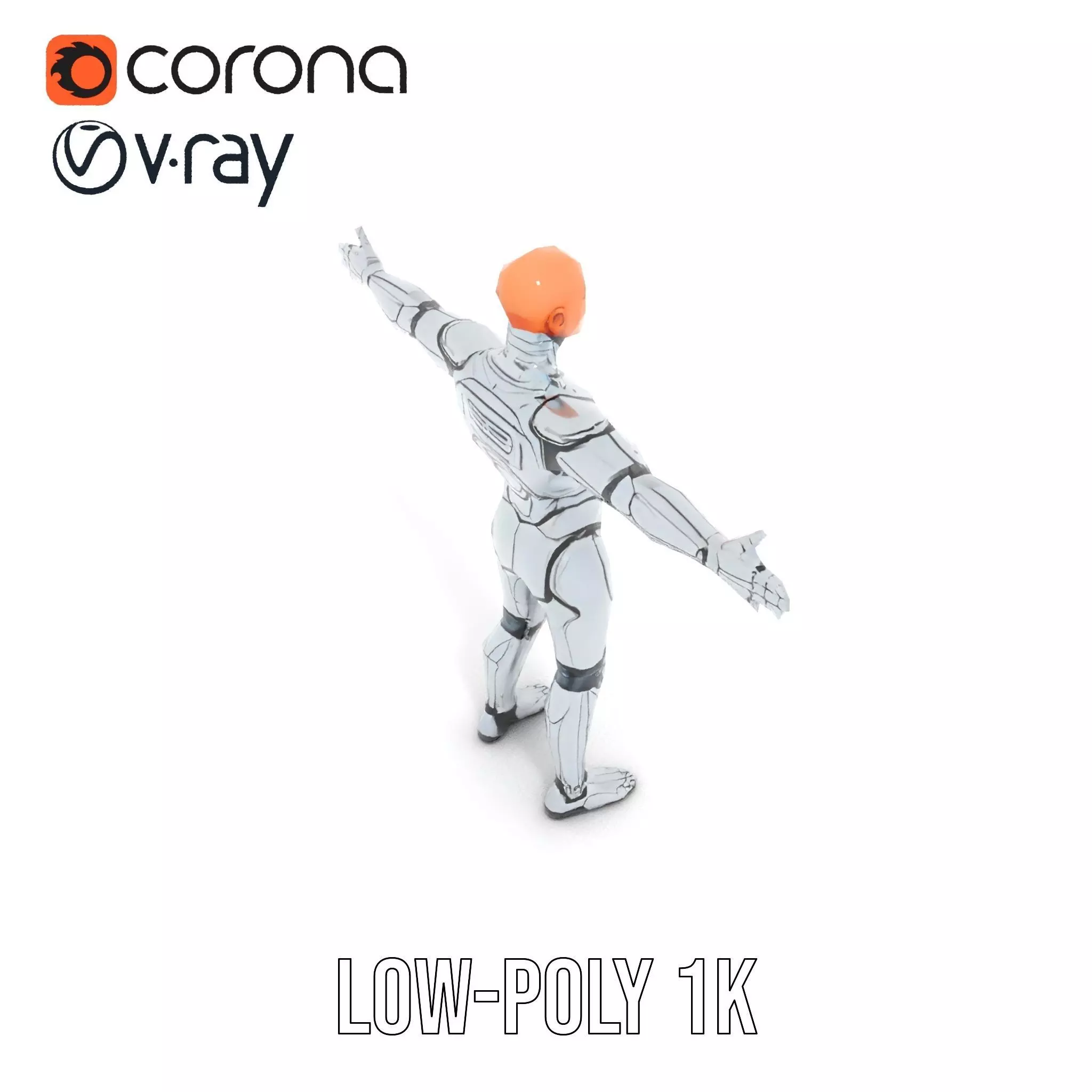 Futuristic Humanoid Robot Model Pack Low-poly 3D model_14