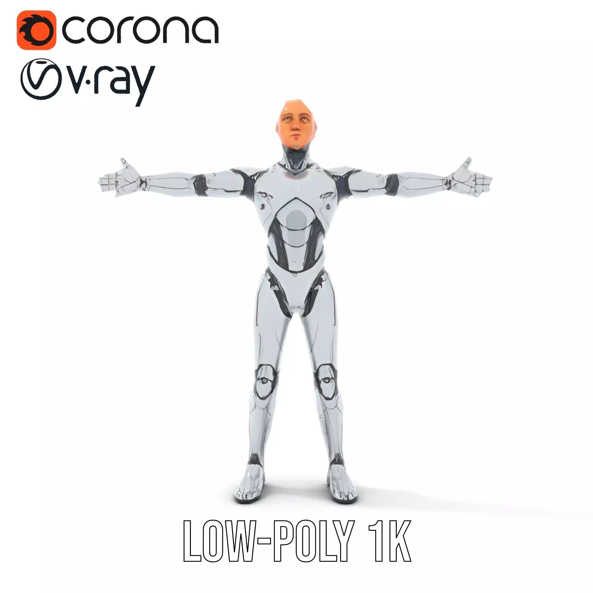 Futuristic Humanoid Robot Model Pack Low-poly 3D model_19