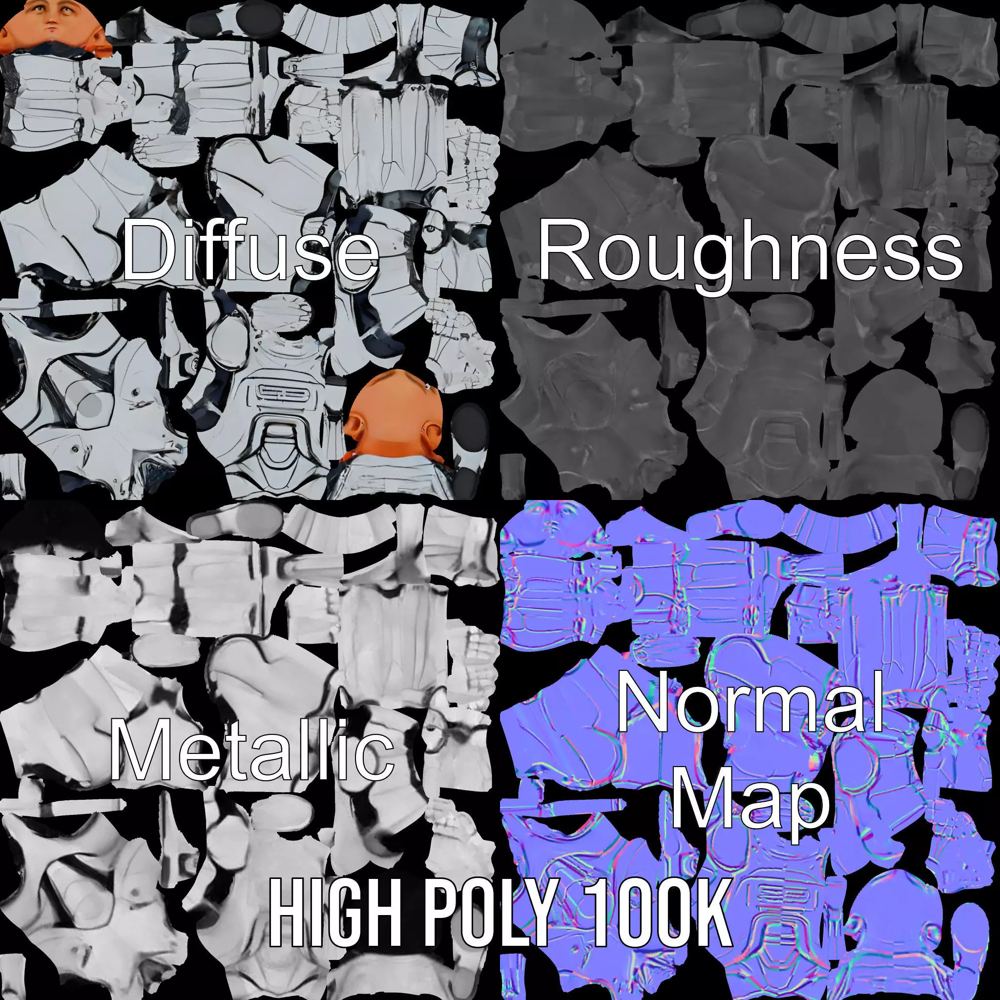 Futuristic Humanoid Robot Model Pack Low-poly 3D model_4