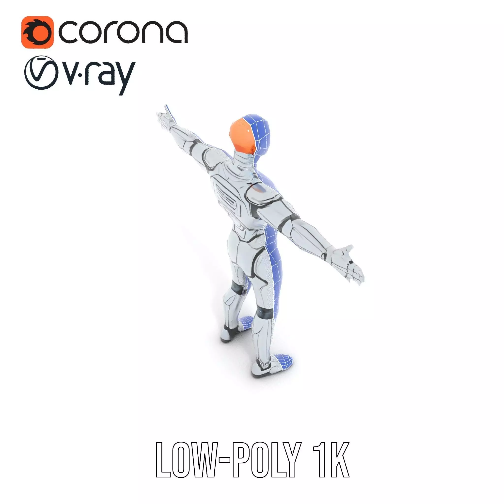 Futuristic Humanoid Robot Model Pack Low-poly 3D model_11