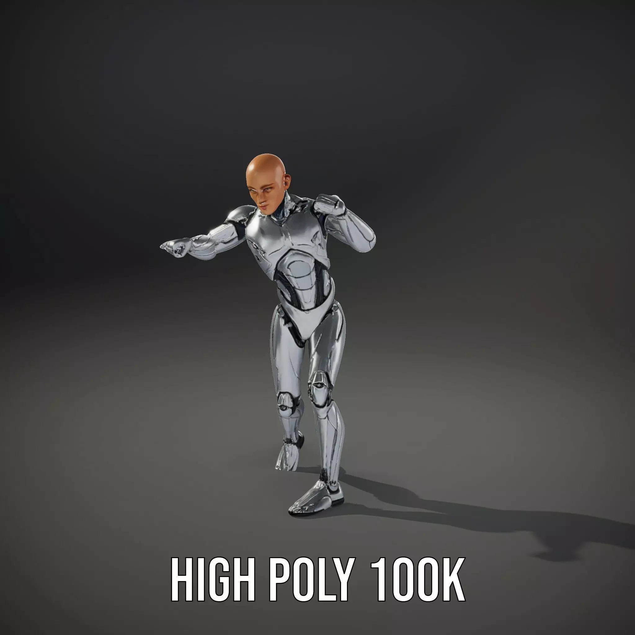 Futuristic Humanoid Robot Model Pack Low-poly 3D model_12