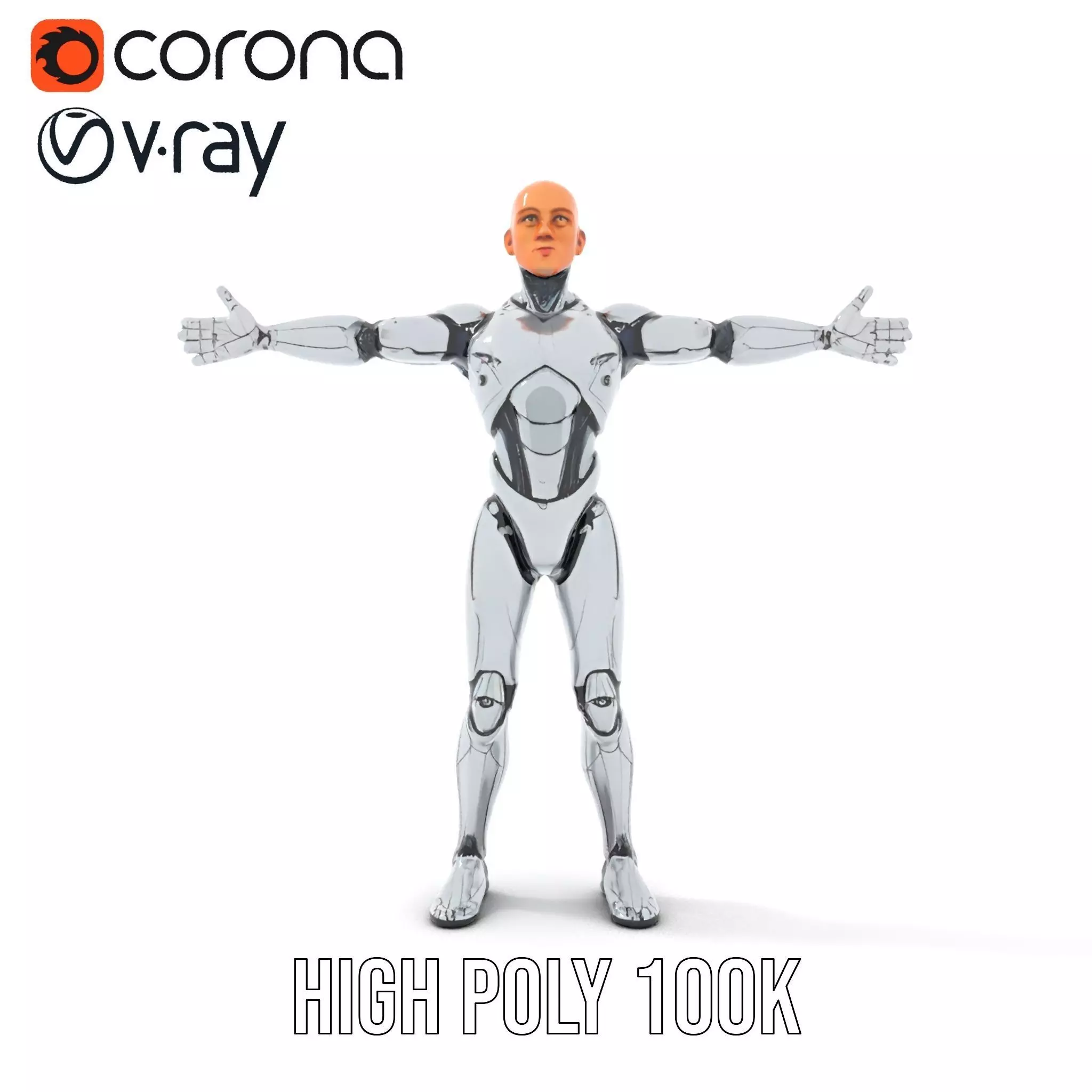Futuristic Humanoid Robot Model Pack Low-poly 3D model_20