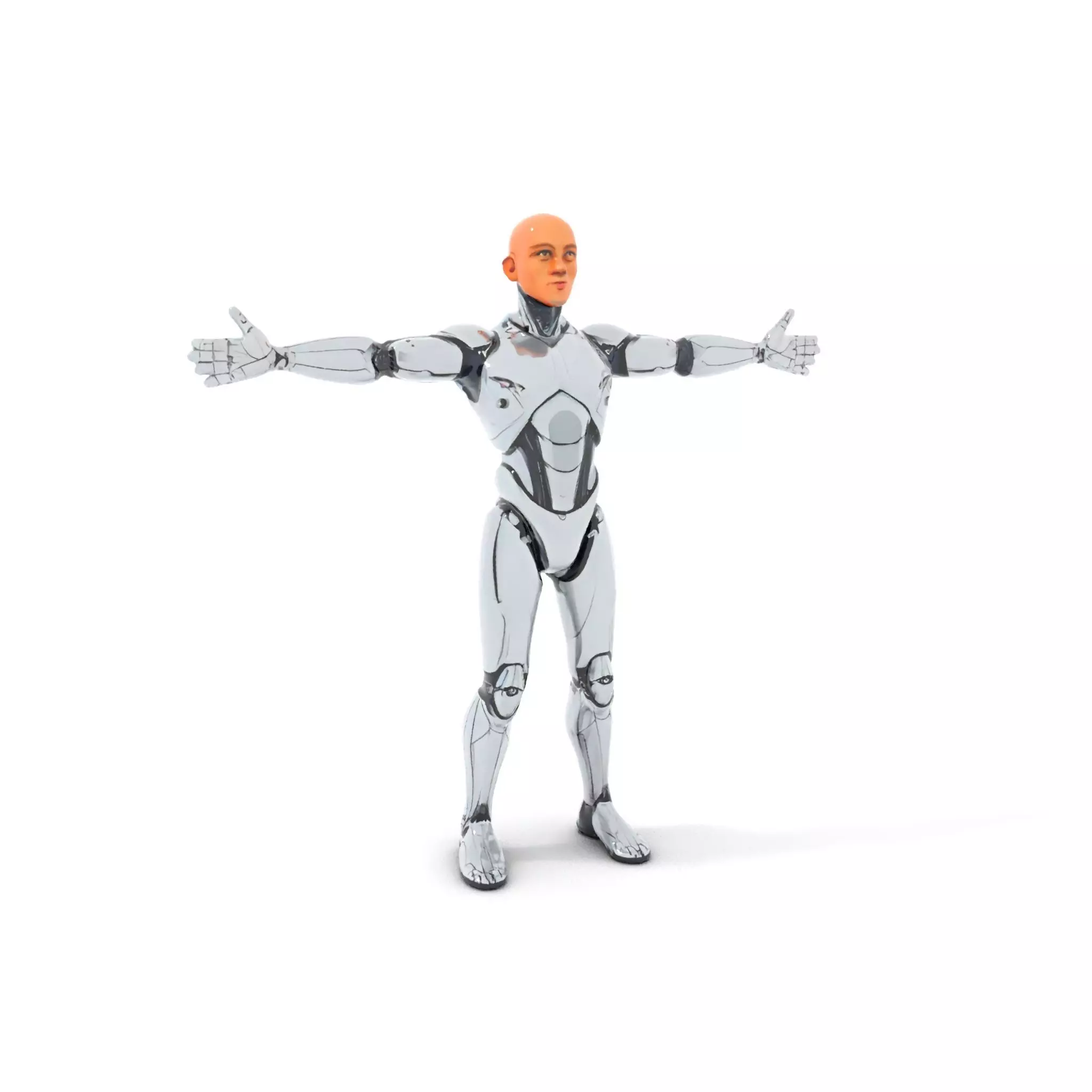 Futuristic Humanoid Robot Model Pack Low-poly 3D model_0