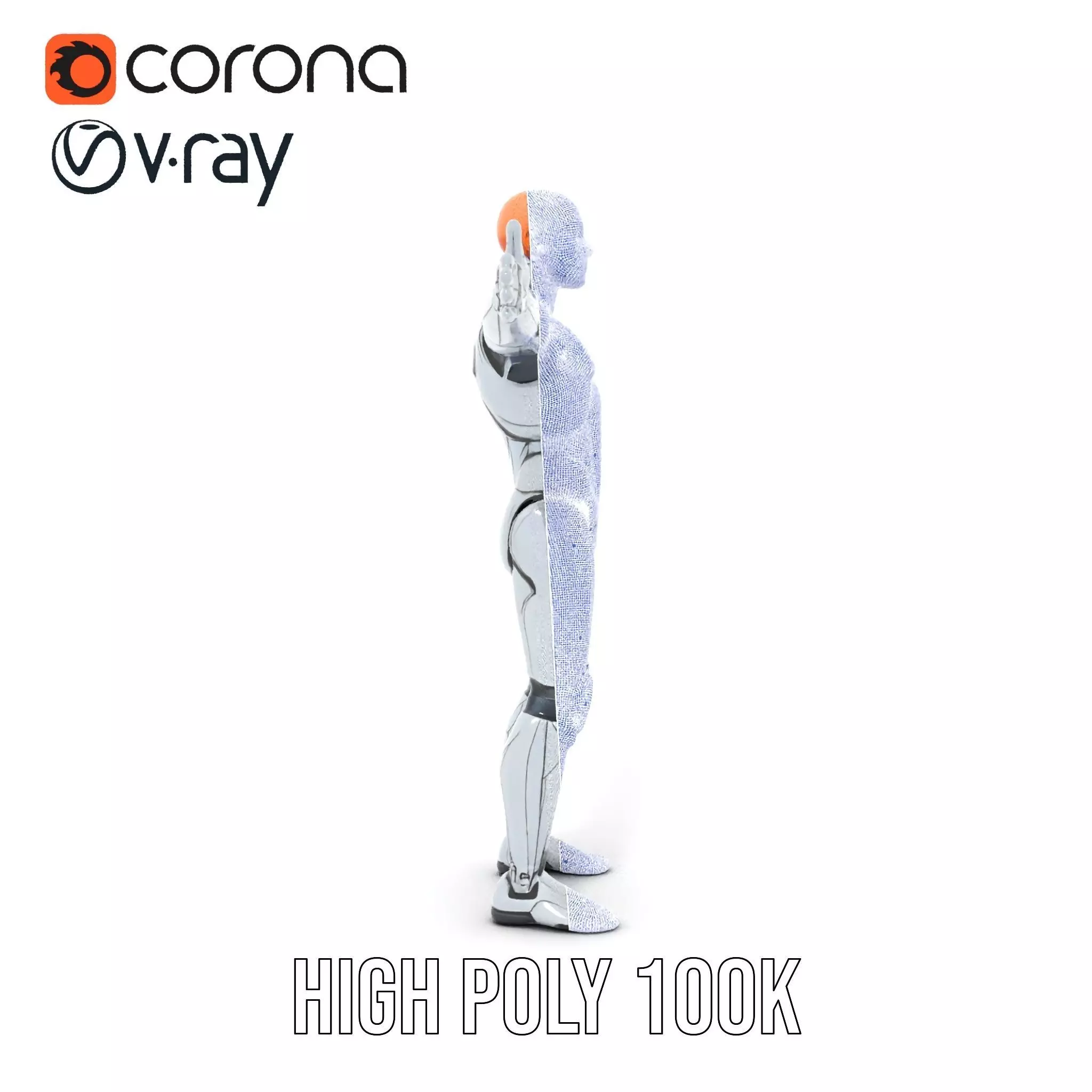 Futuristic Humanoid Robot Model Pack Low-poly 3D model_35