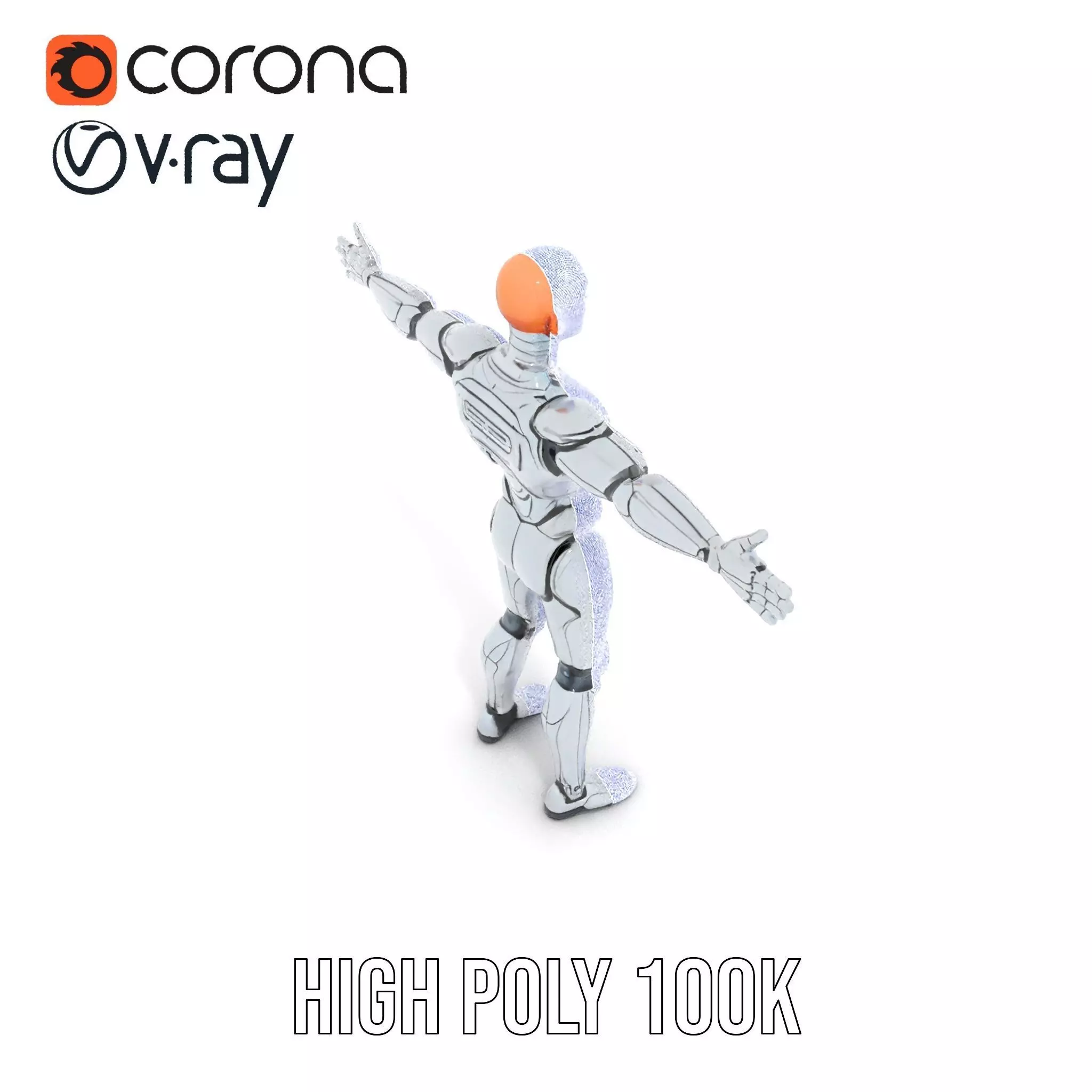 Futuristic Humanoid Robot Model Pack Low-poly 3D model_32