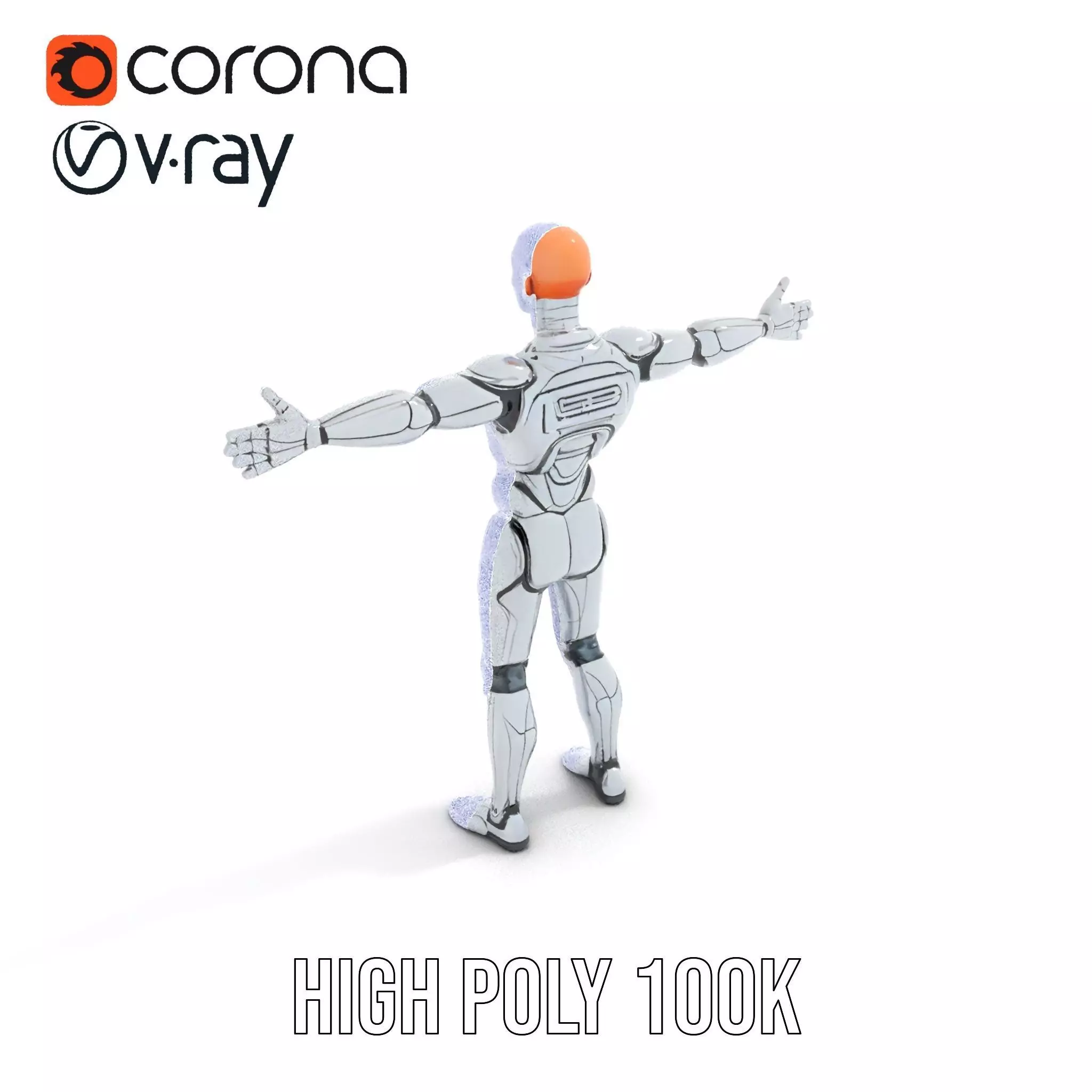 Futuristic Humanoid Robot Model Pack Low-poly 3D model_33