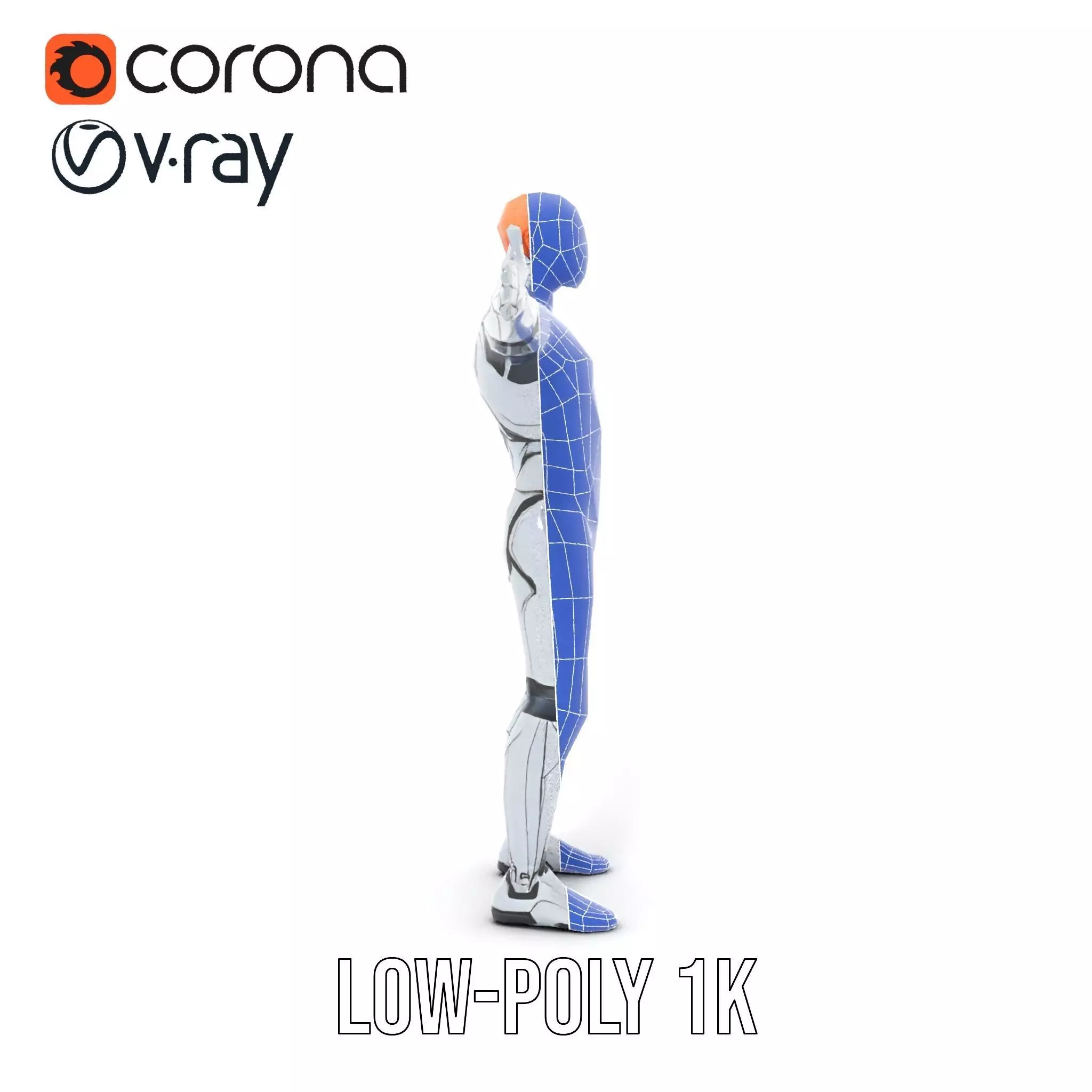 Futuristic Humanoid Robot Model Pack Low-poly 3D model_22