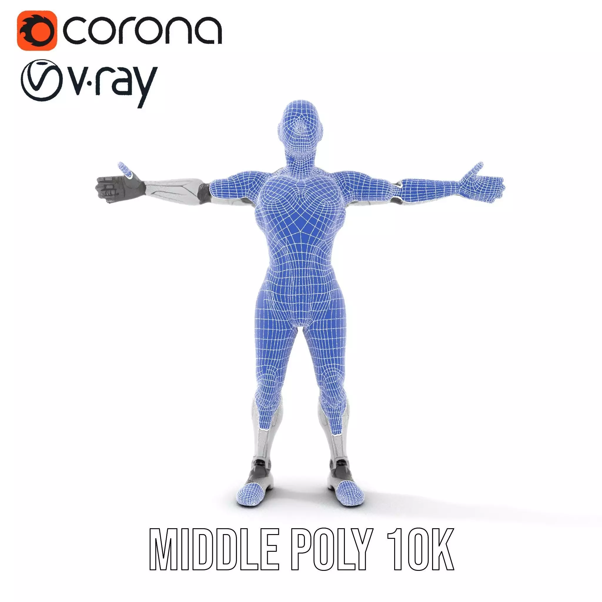 Futuristic Android Robot Model Pack with LED Details Low-poly 3D model_27