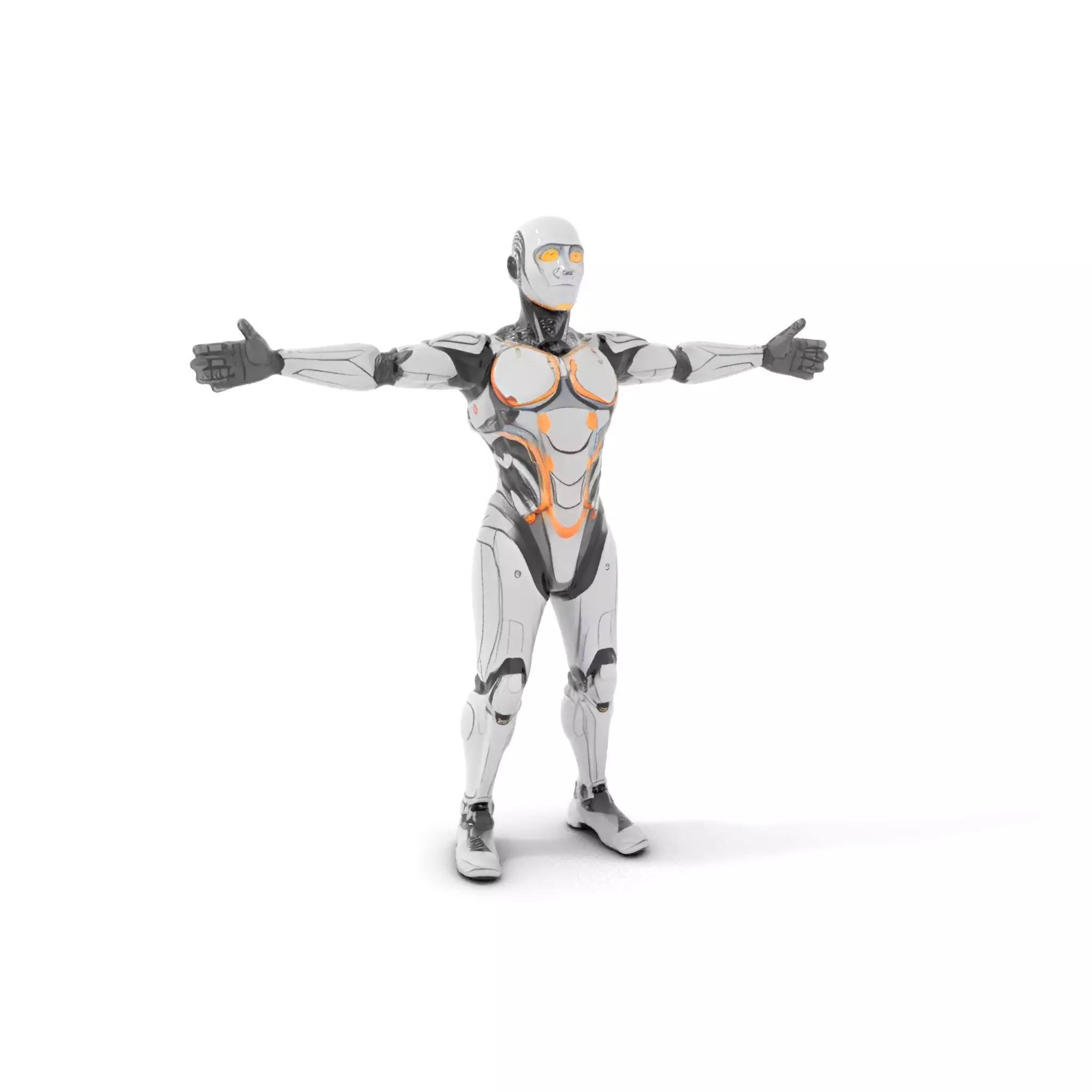 Futuristic Android Robot Model Pack with LED Details Low-poly 3D model_0
