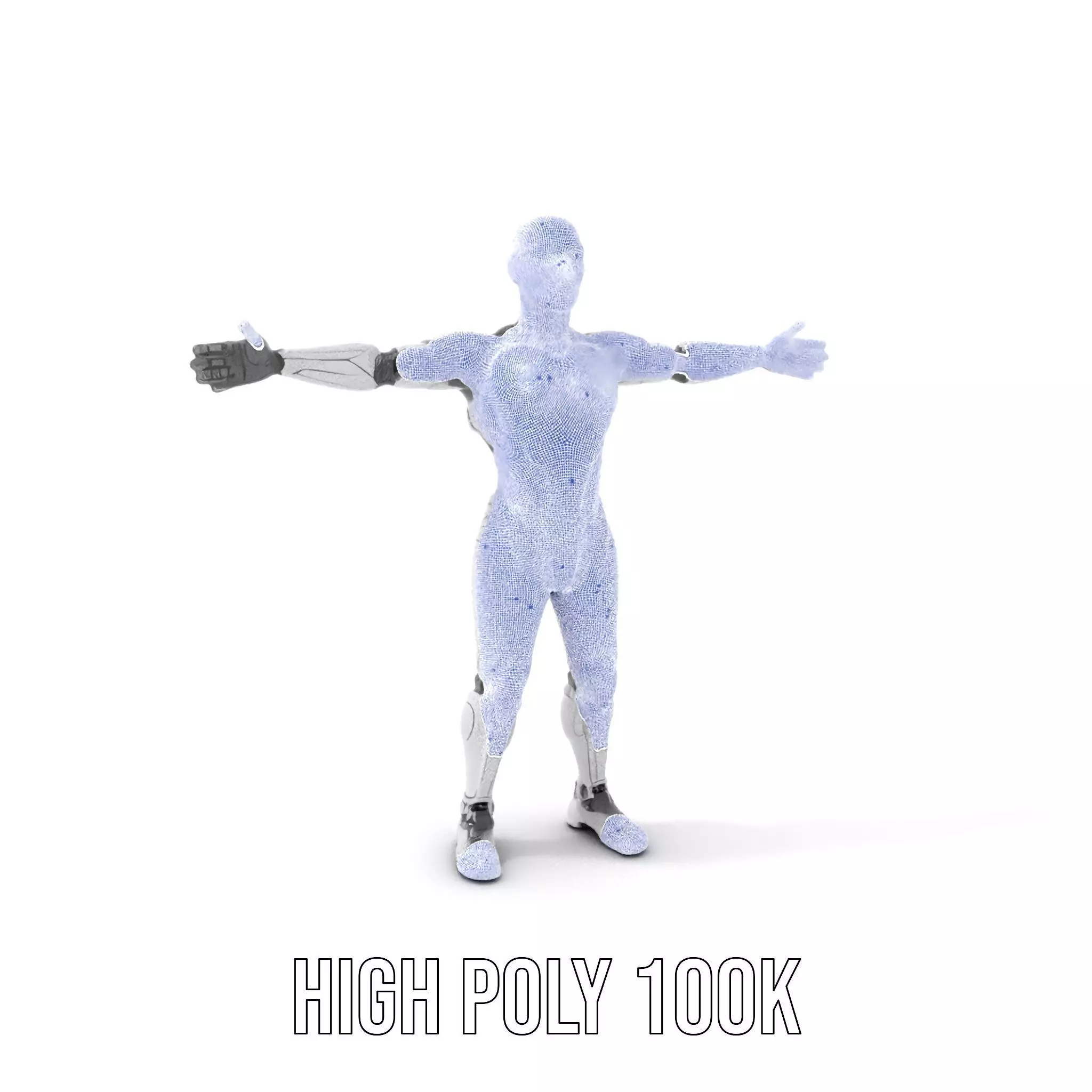 Futuristic Android Robot Model Pack with LED Details Low-poly 3D model_4