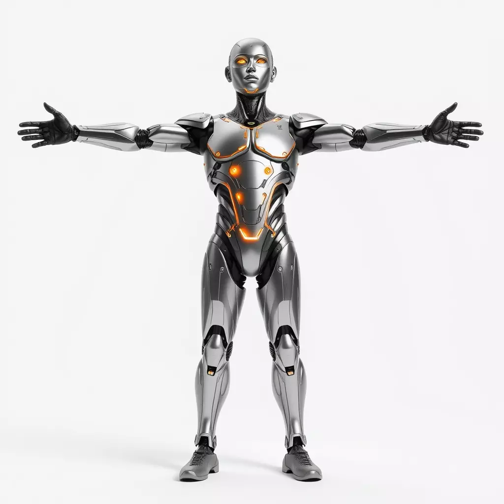 Futuristic Android Robot Model Pack with LED Details Low-poly 3D model_2