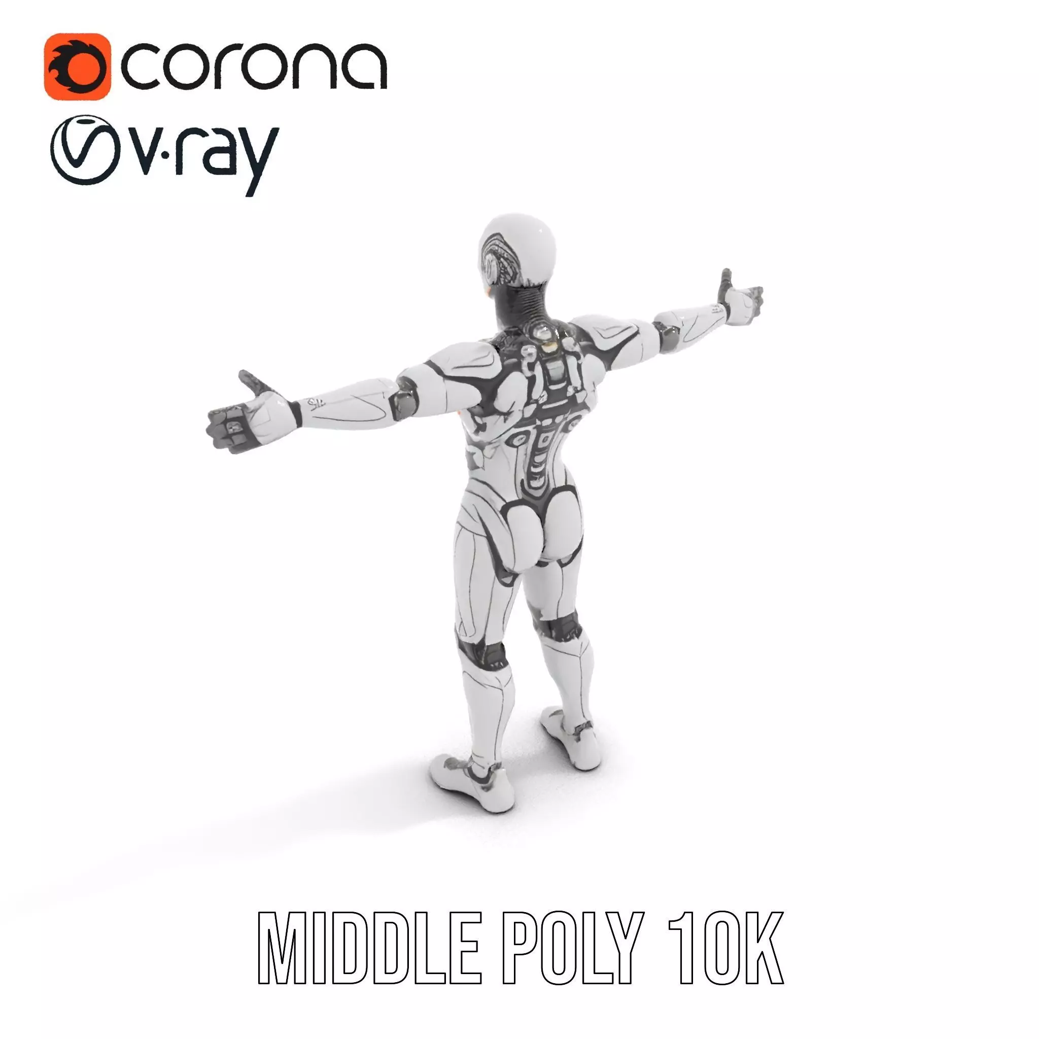 Futuristic Android Robot Model Pack with LED Details Low-poly 3D model_18
