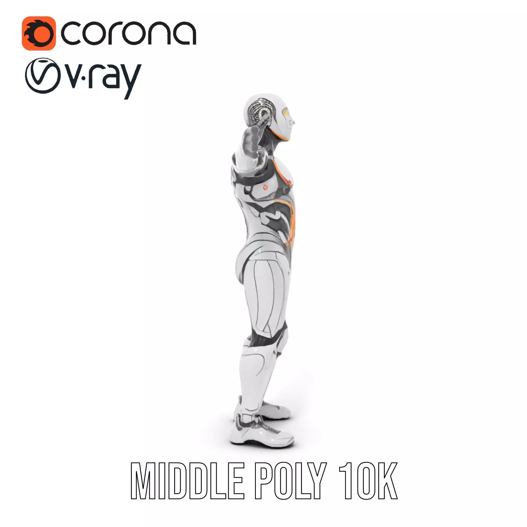 Futuristic Android Robot Model Pack with LED Details Low-poly 3D model_10
