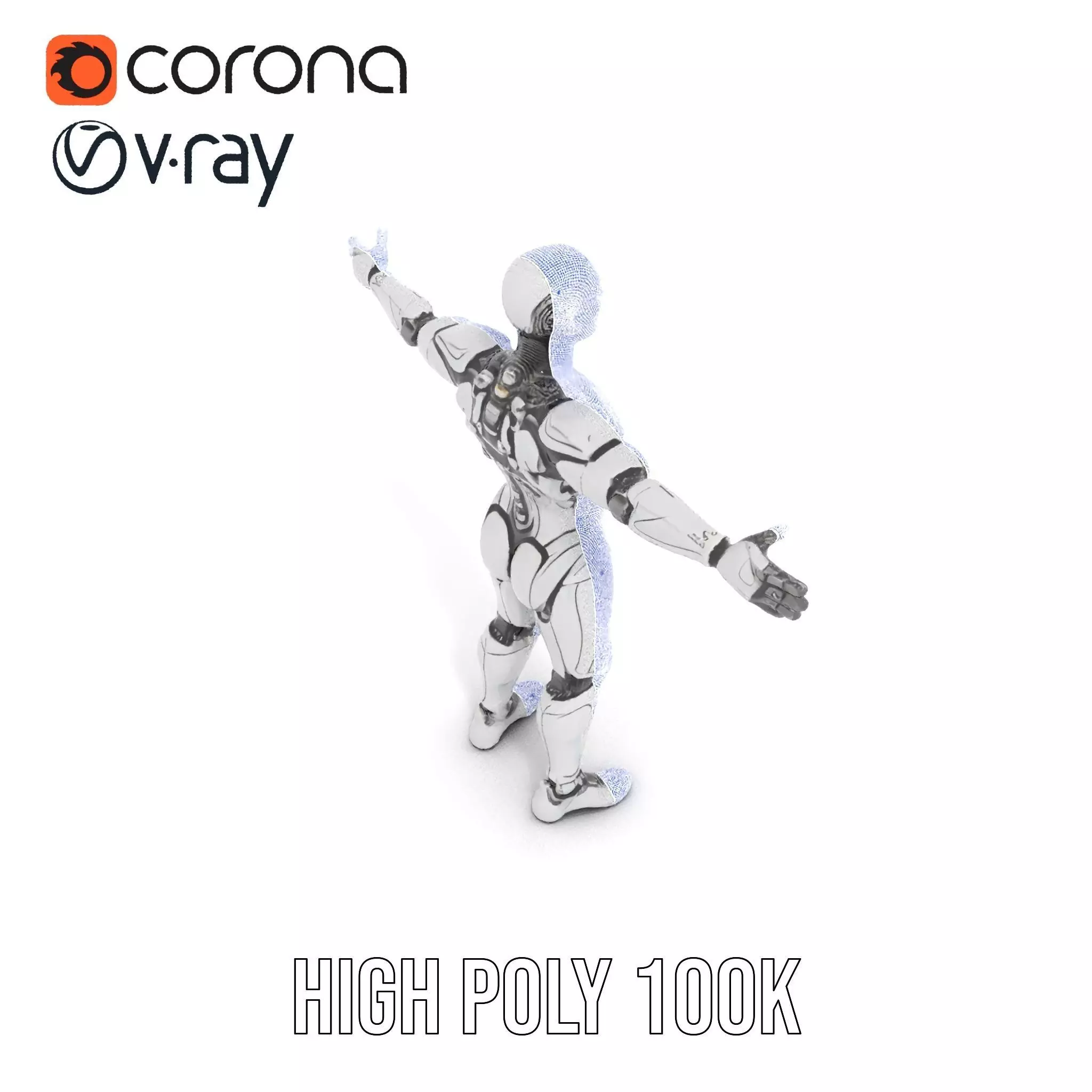 Futuristic Android Robot Model Pack with LED Details Low-poly 3D model_32