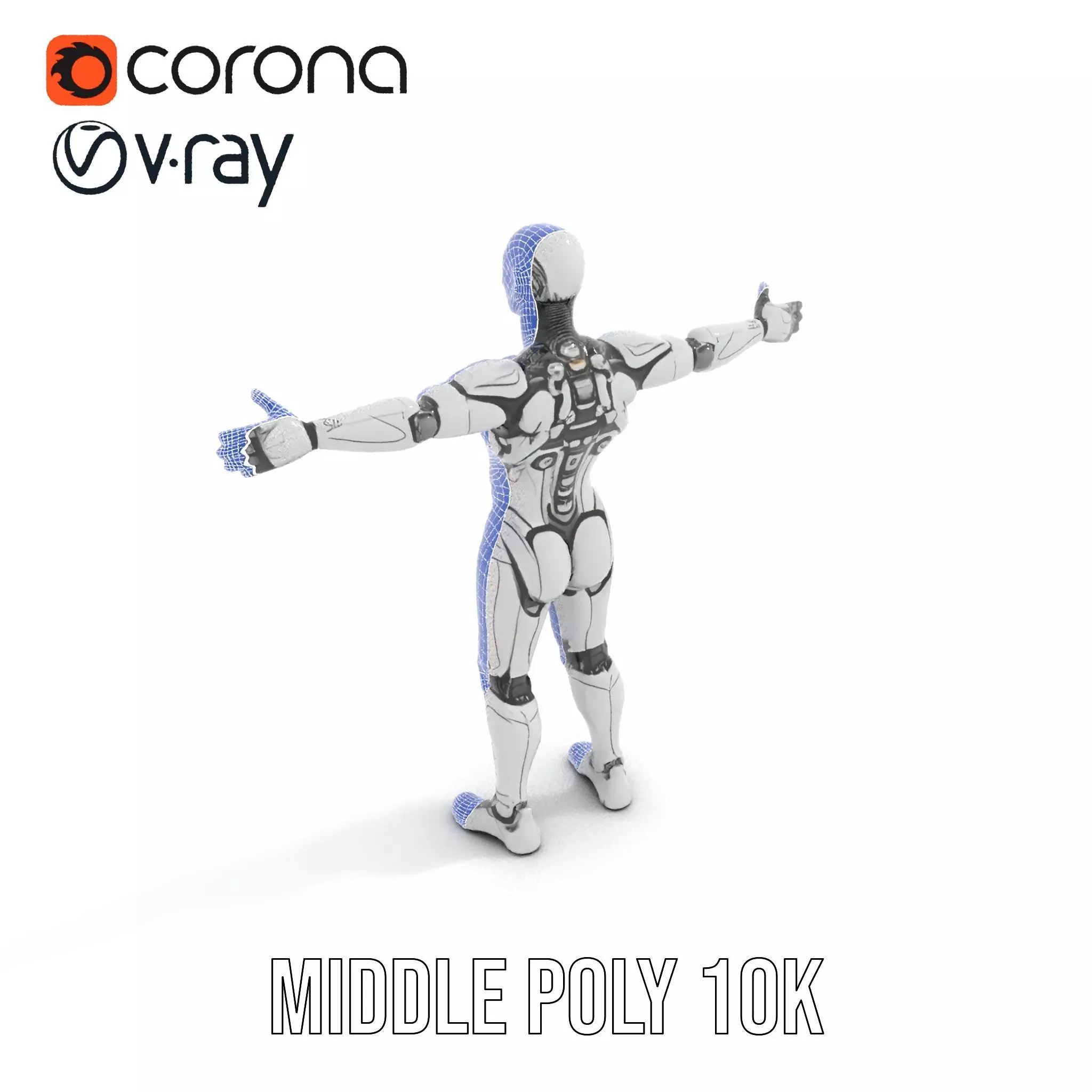 Futuristic Android Robot Model Pack with LED Details Low-poly 3D model_24