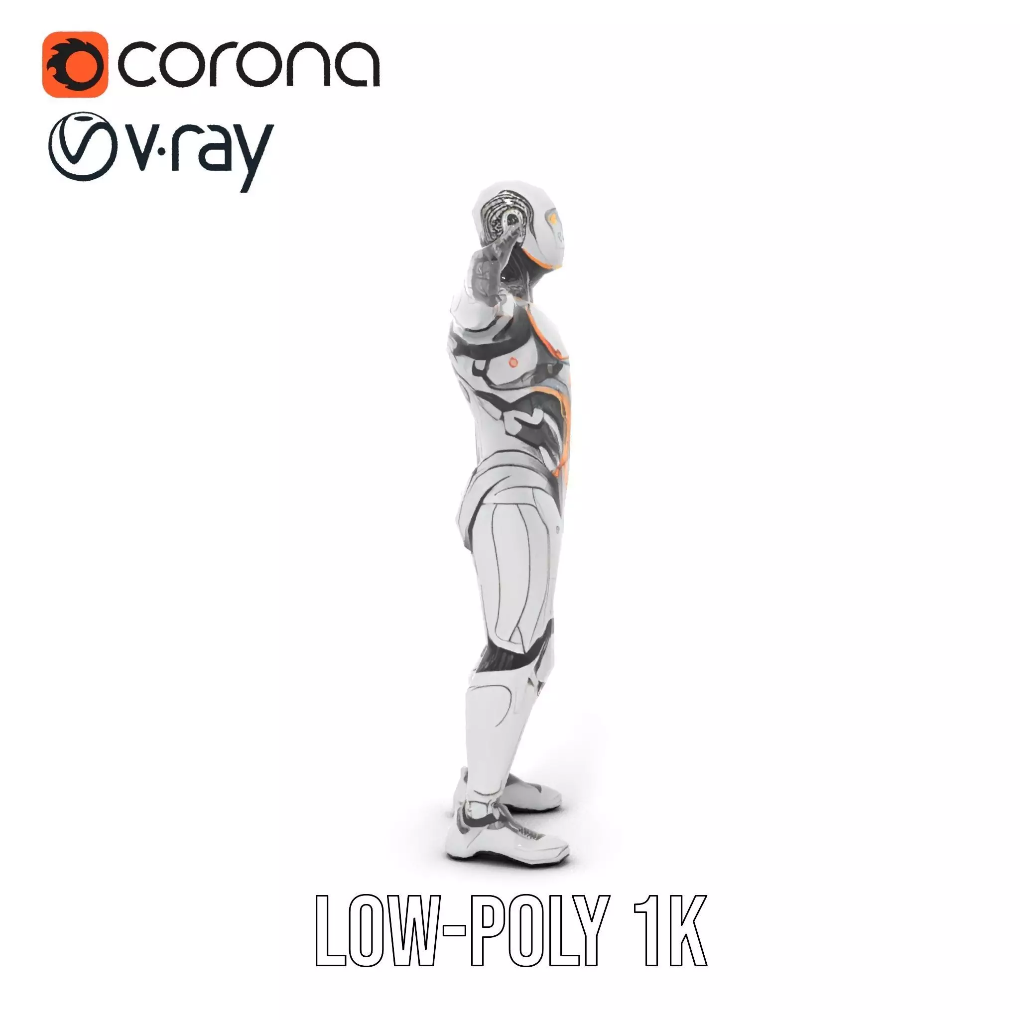 Futuristic Android Robot Model Pack with LED Details Low-poly 3D model_11