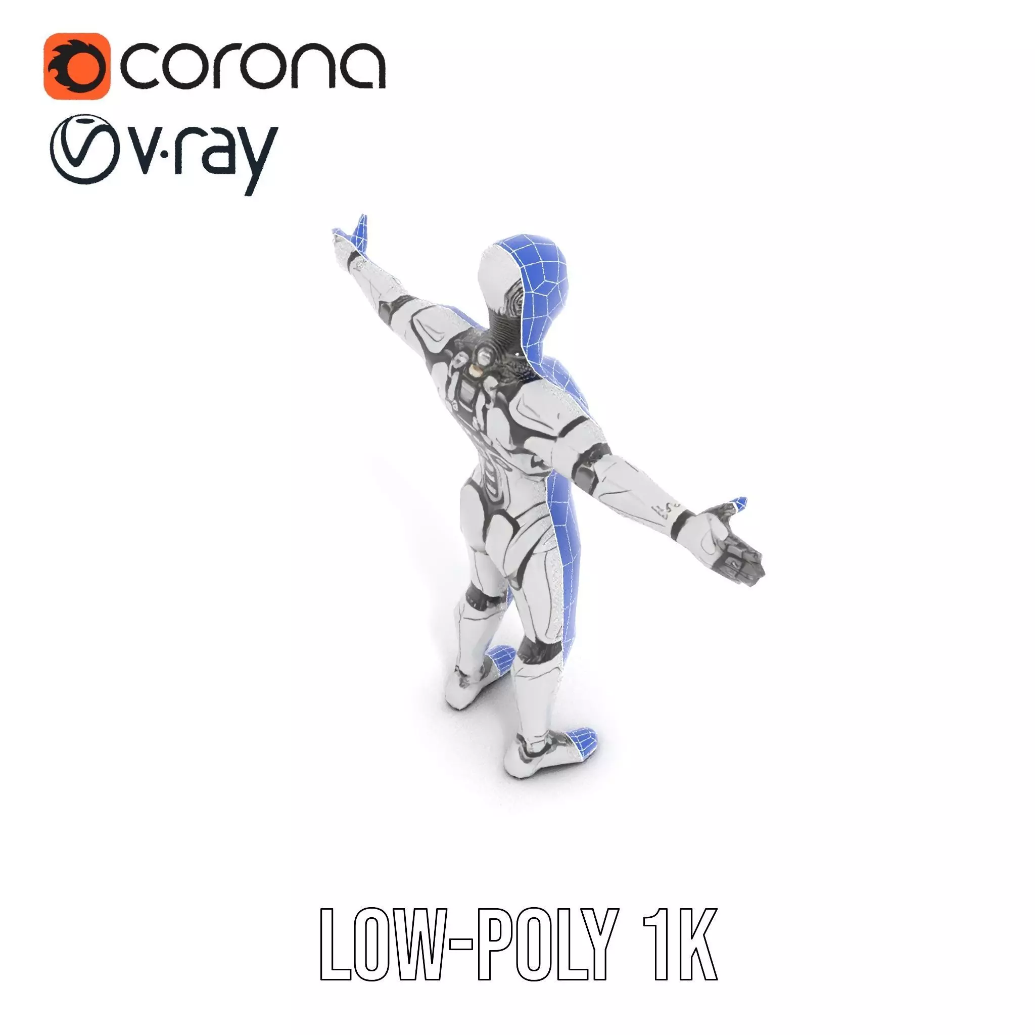 Futuristic Android Robot Model Pack with LED Details Low-poly 3D model_31