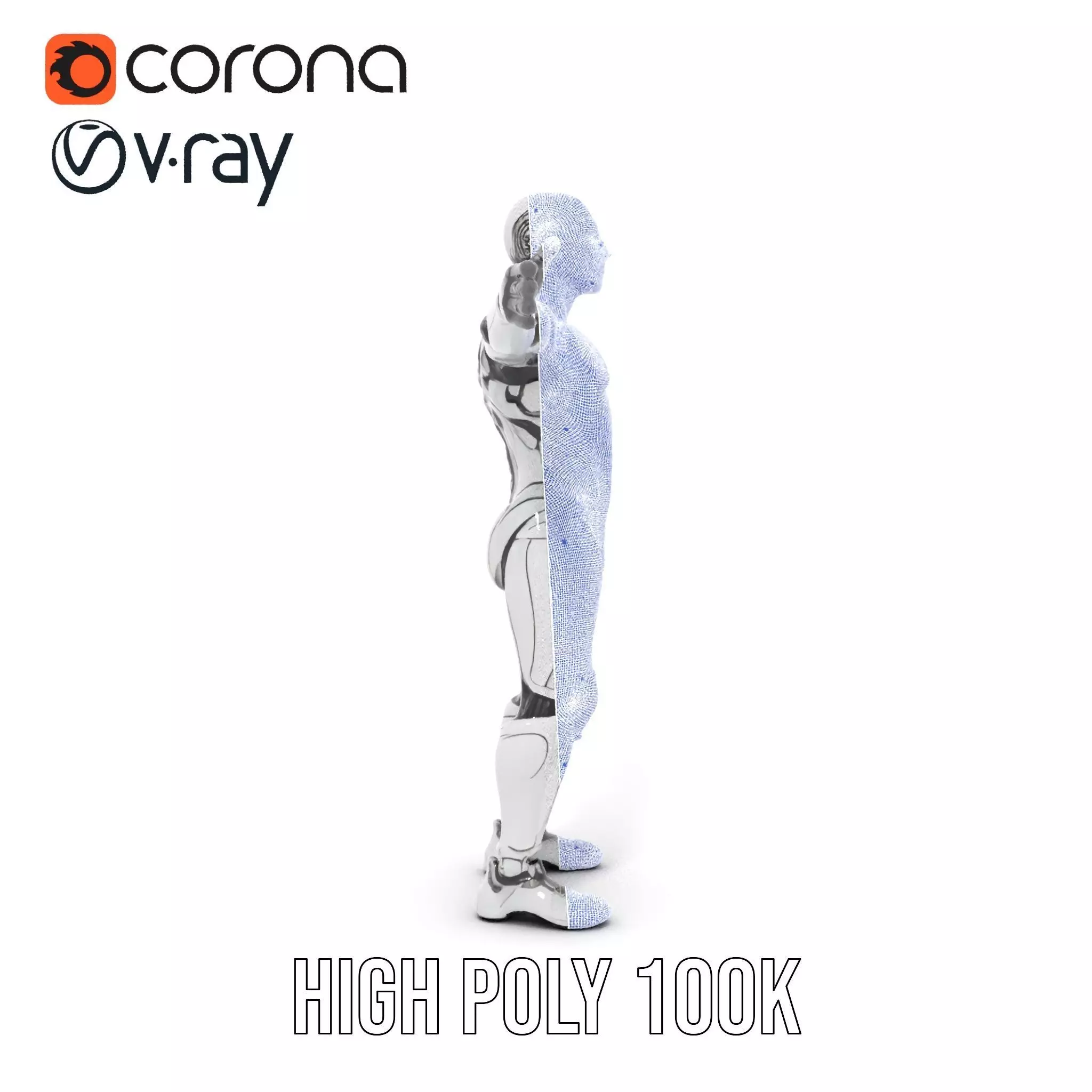 Futuristic Android Robot Model Pack with LED Details Low-poly 3D model_34