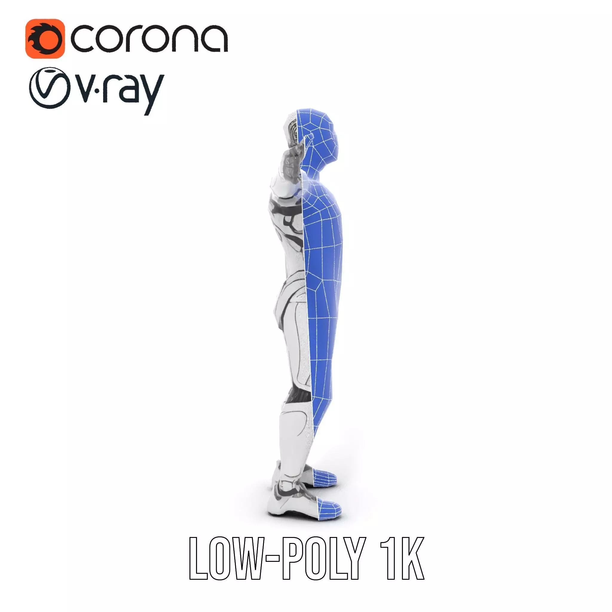 Futuristic Android Robot Model Pack with LED Details Low-poly 3D model_25
