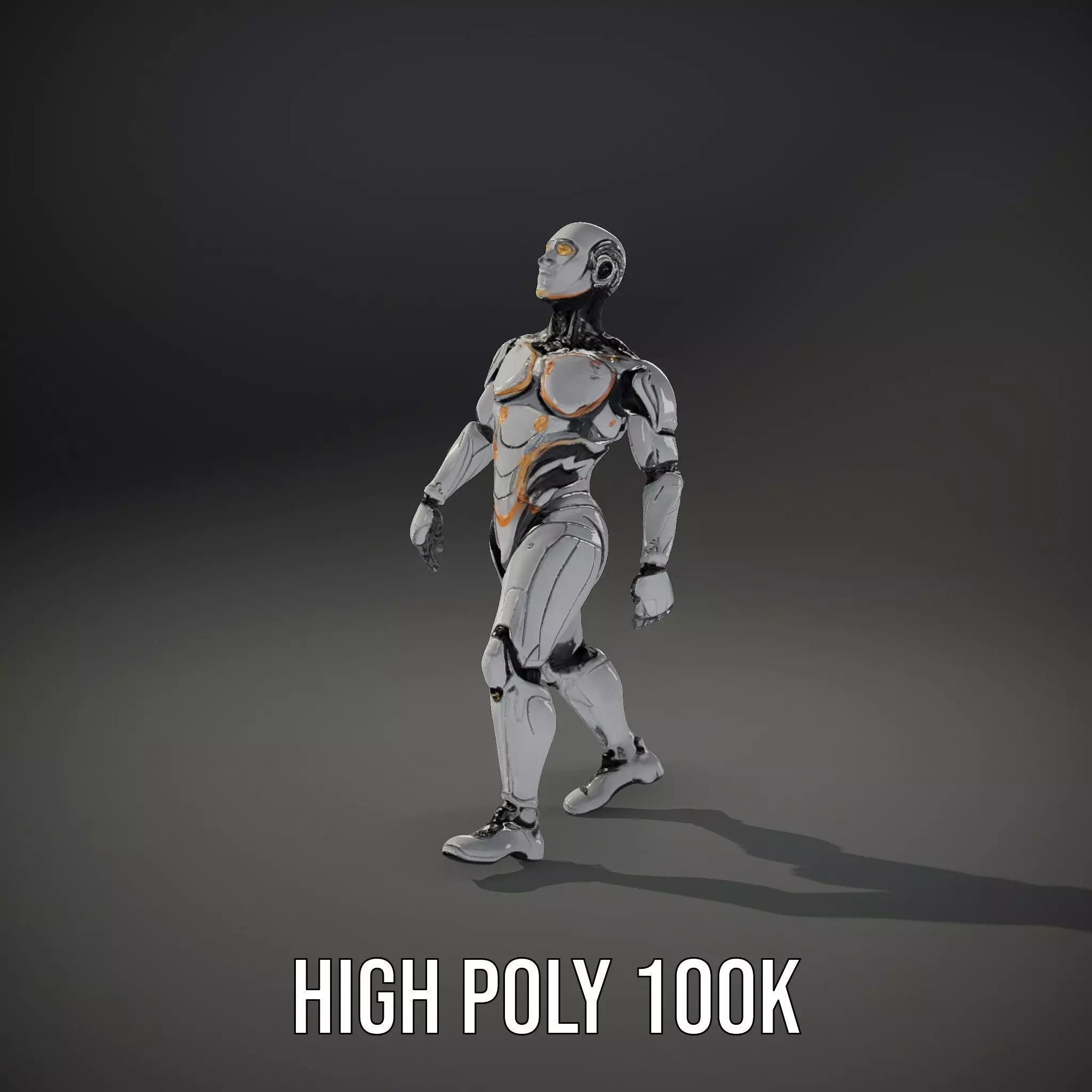 Futuristic Android Robot Model Pack with LED Details Low-poly 3D model_23